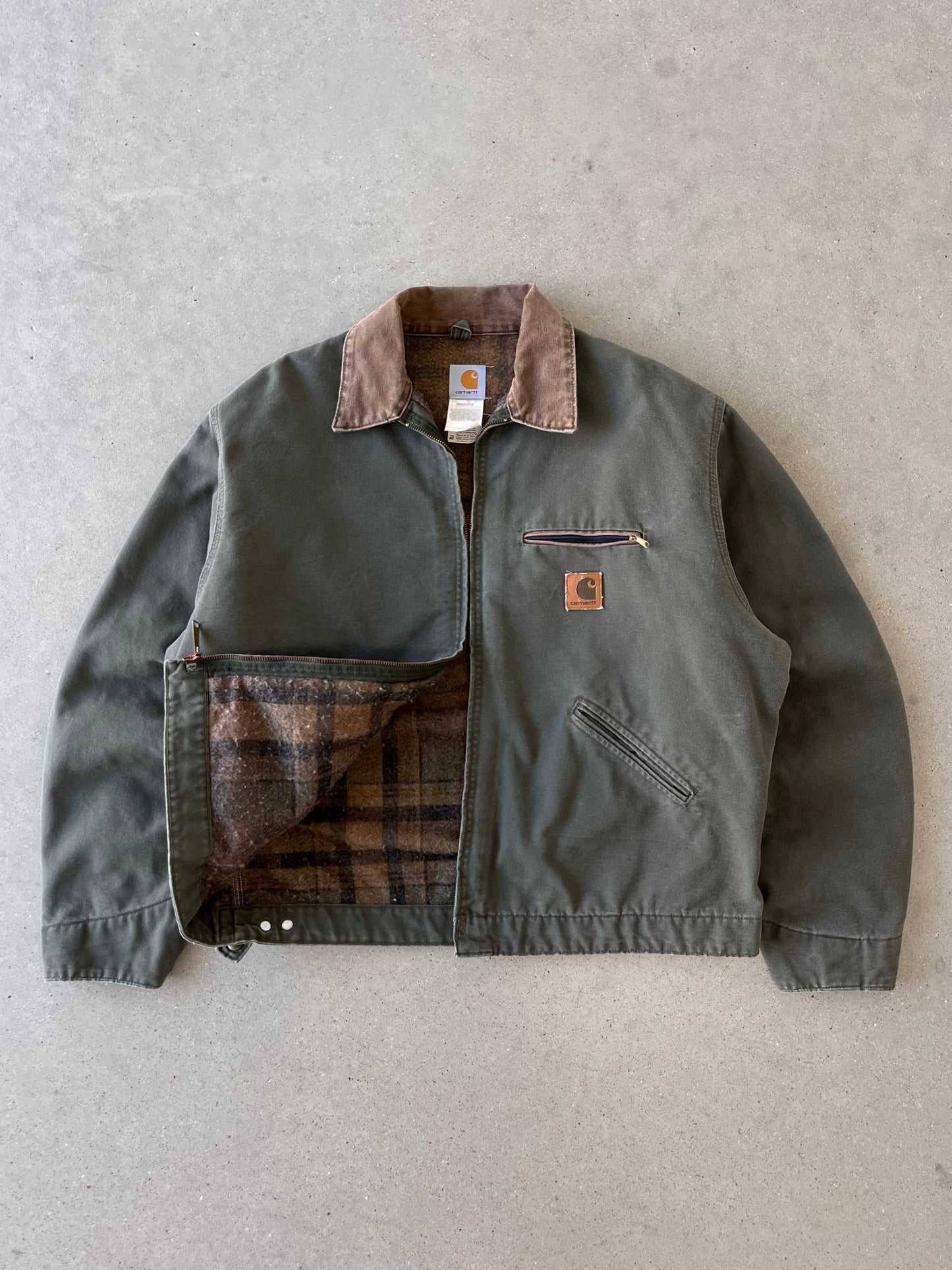 Vintage Carhartt Olive Blanket-lined Detroit Jacket - XL