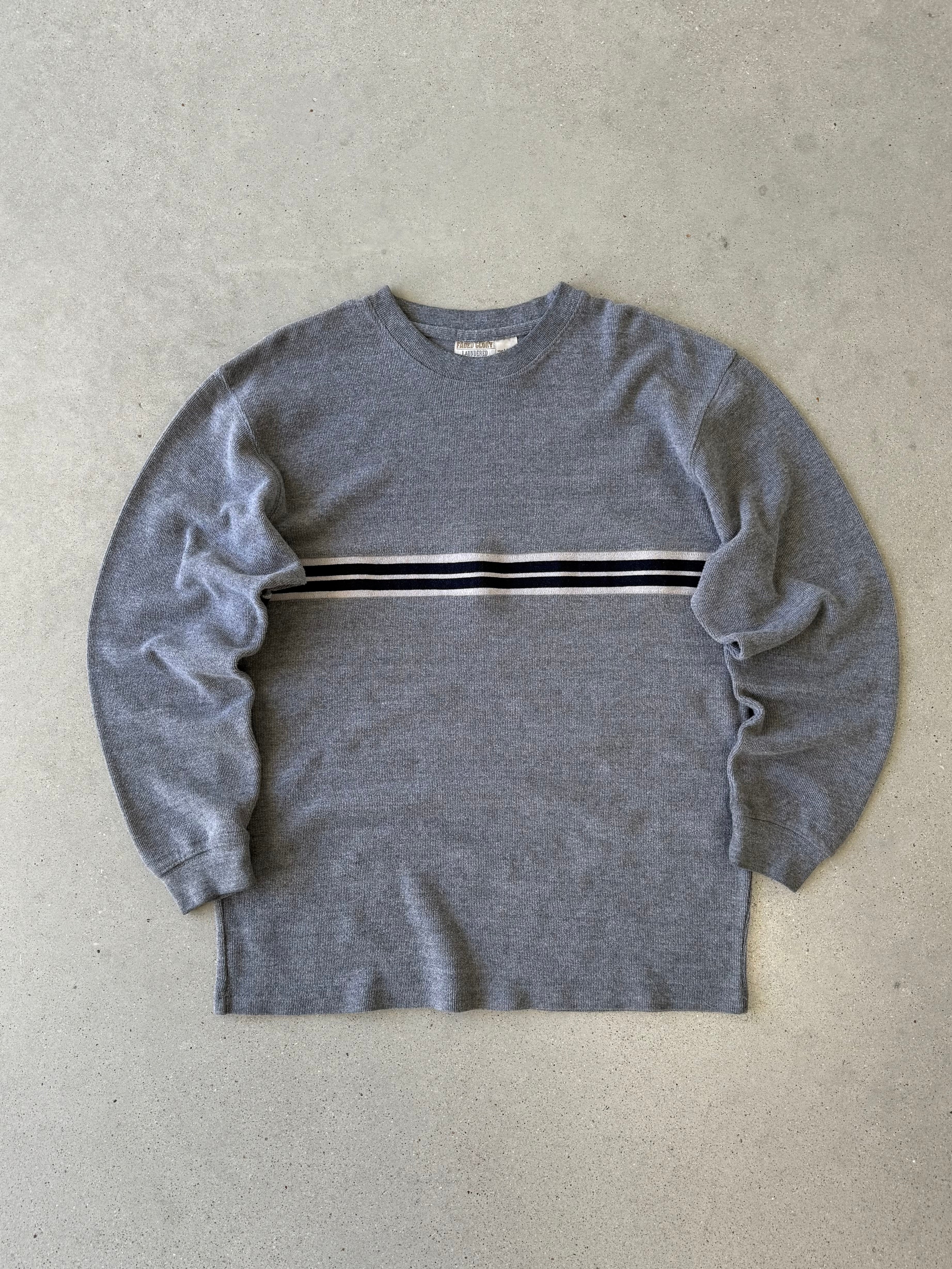 Vintage Faded Glory Gray Striped Long Sleeve - L