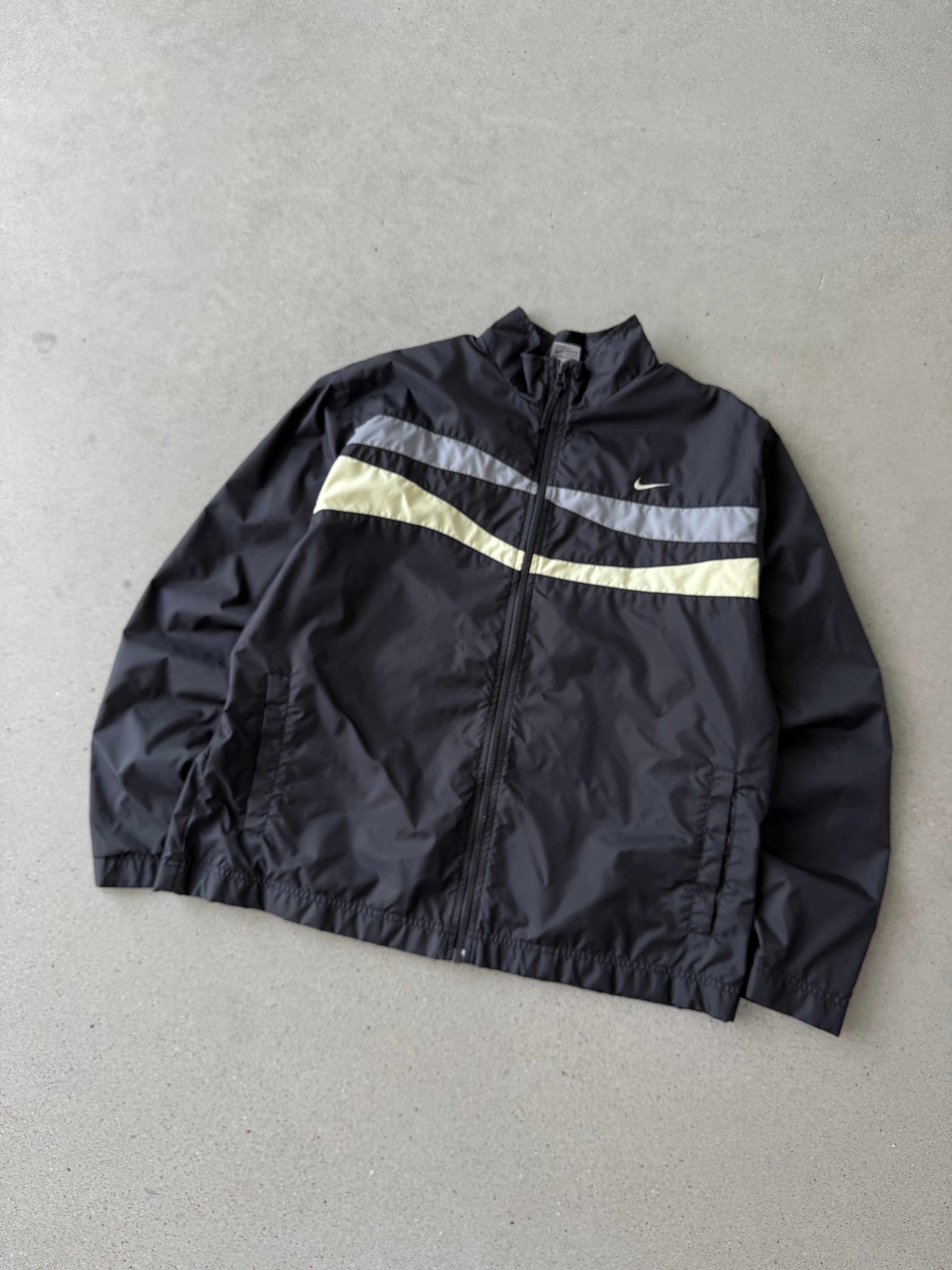 Vintage Nike Black/Cream/Gray Mini Swoosh Track Jacket - M