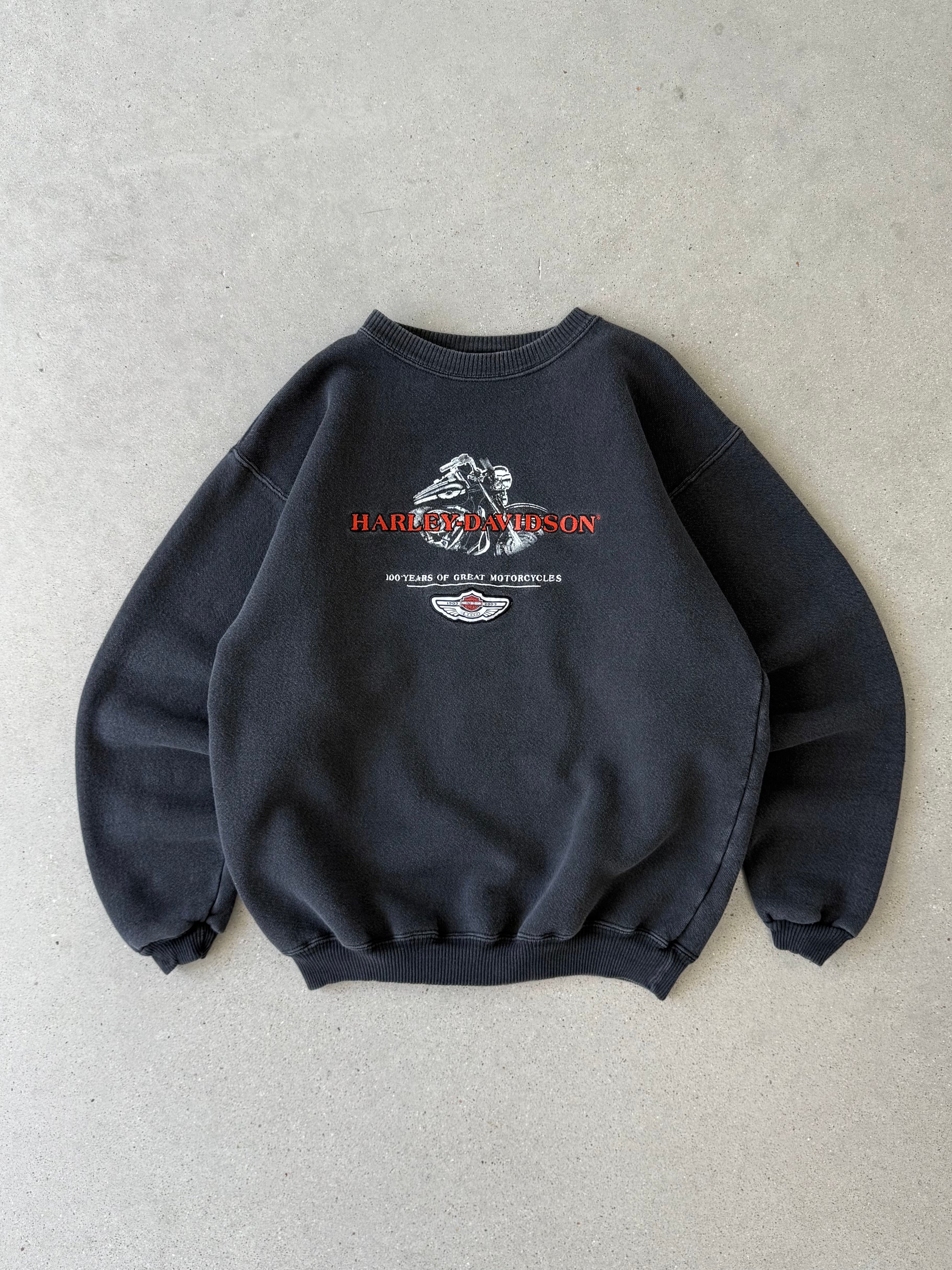 Vintage Harley Davidson "100 years" Embroidered Sweatshirt - L