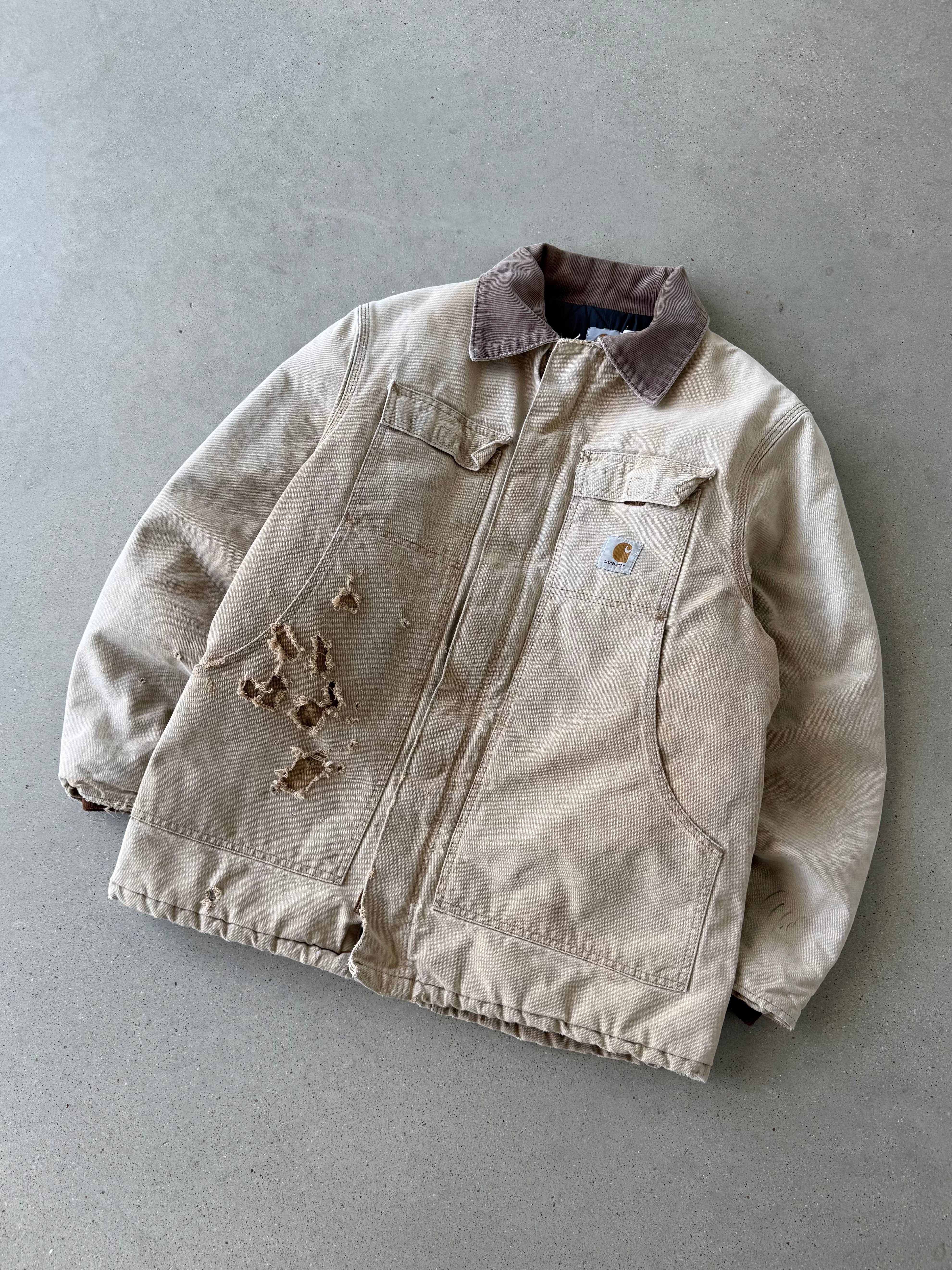 Vintage Carhartt Distressed Tan Chore Coat - L