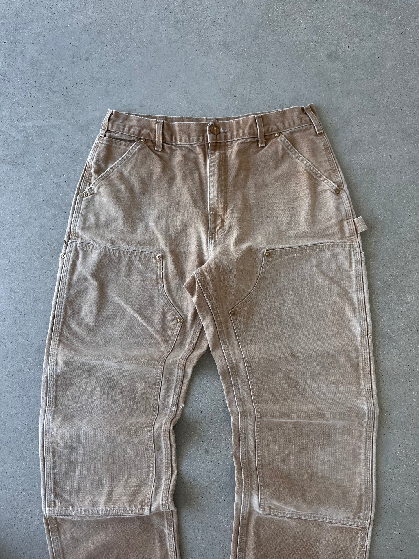 Vintage 90s Carhartt Faded Tan Double Knees - 32x30