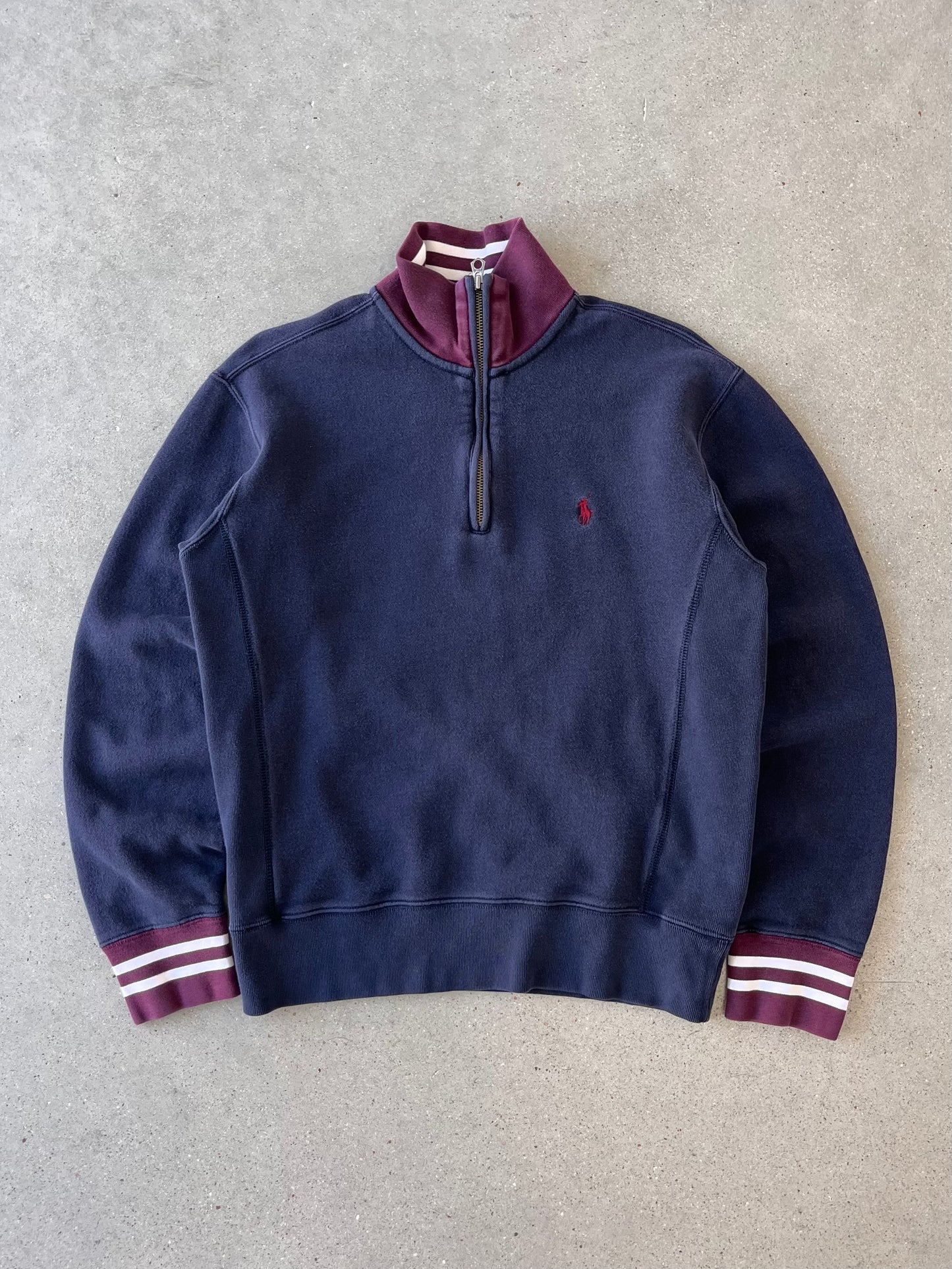 Vintage Polo Ralph Lauren Navy/Burgundy Quarter Zip - M