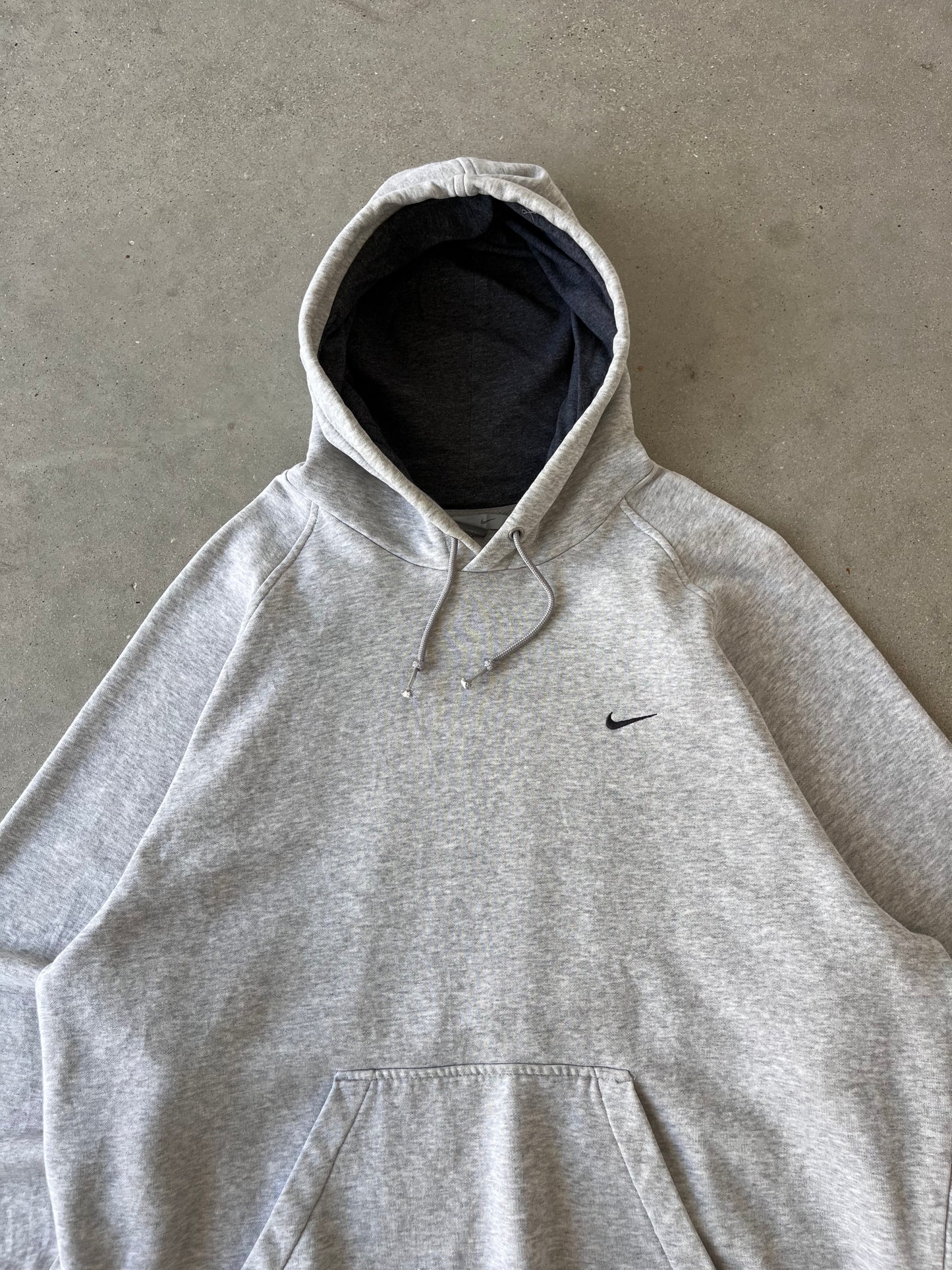 Vintage Nike Mini Swoosh Heather Gray Hoodie - XL