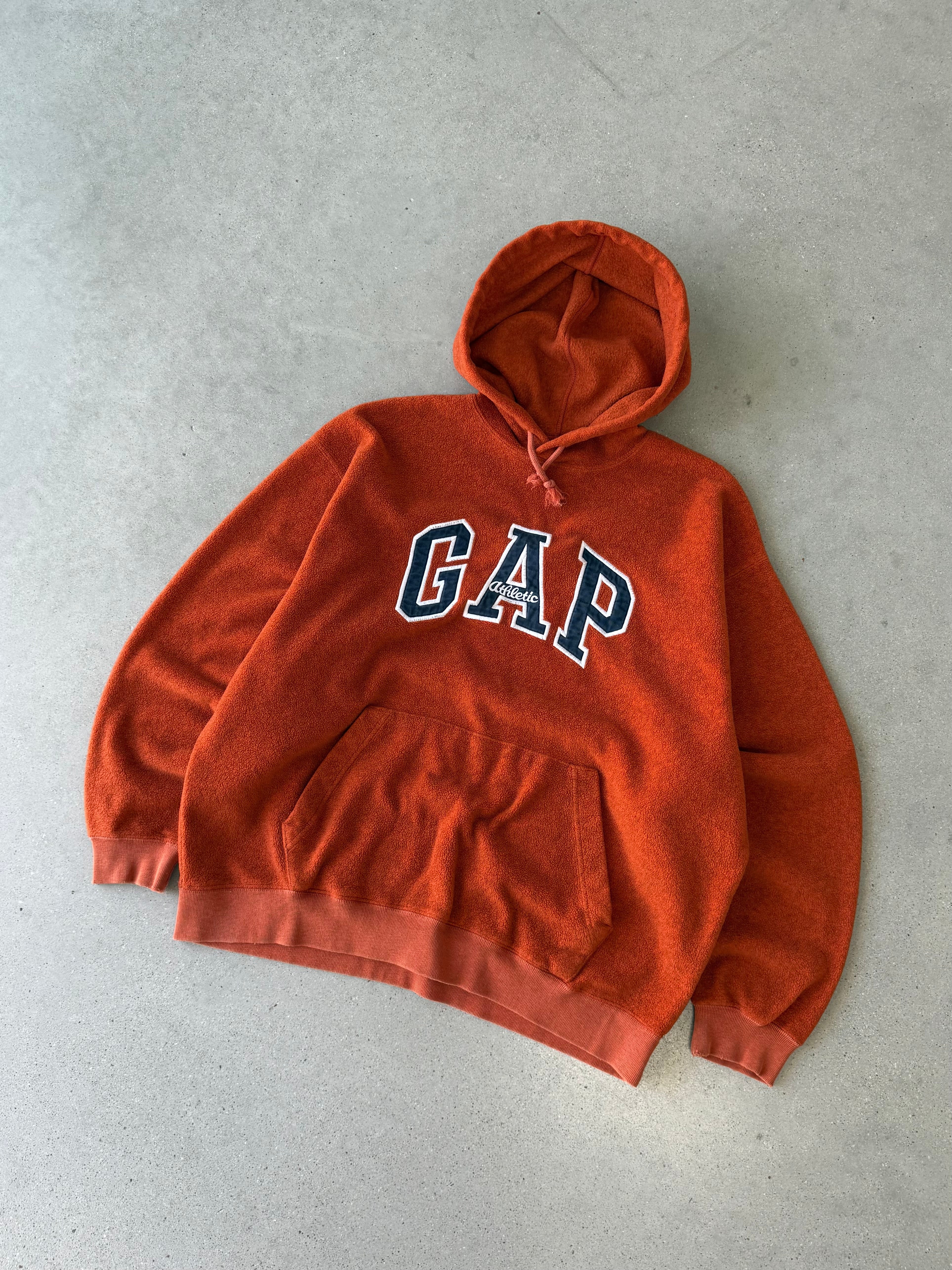 Vintage GAP Athletic Orange Fleece Hoodie - L