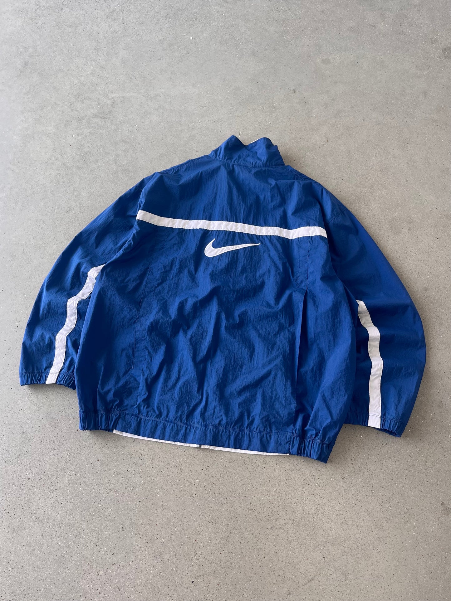 Vintage 90s Nike Big Swoosh Blue Track Jacket - XL