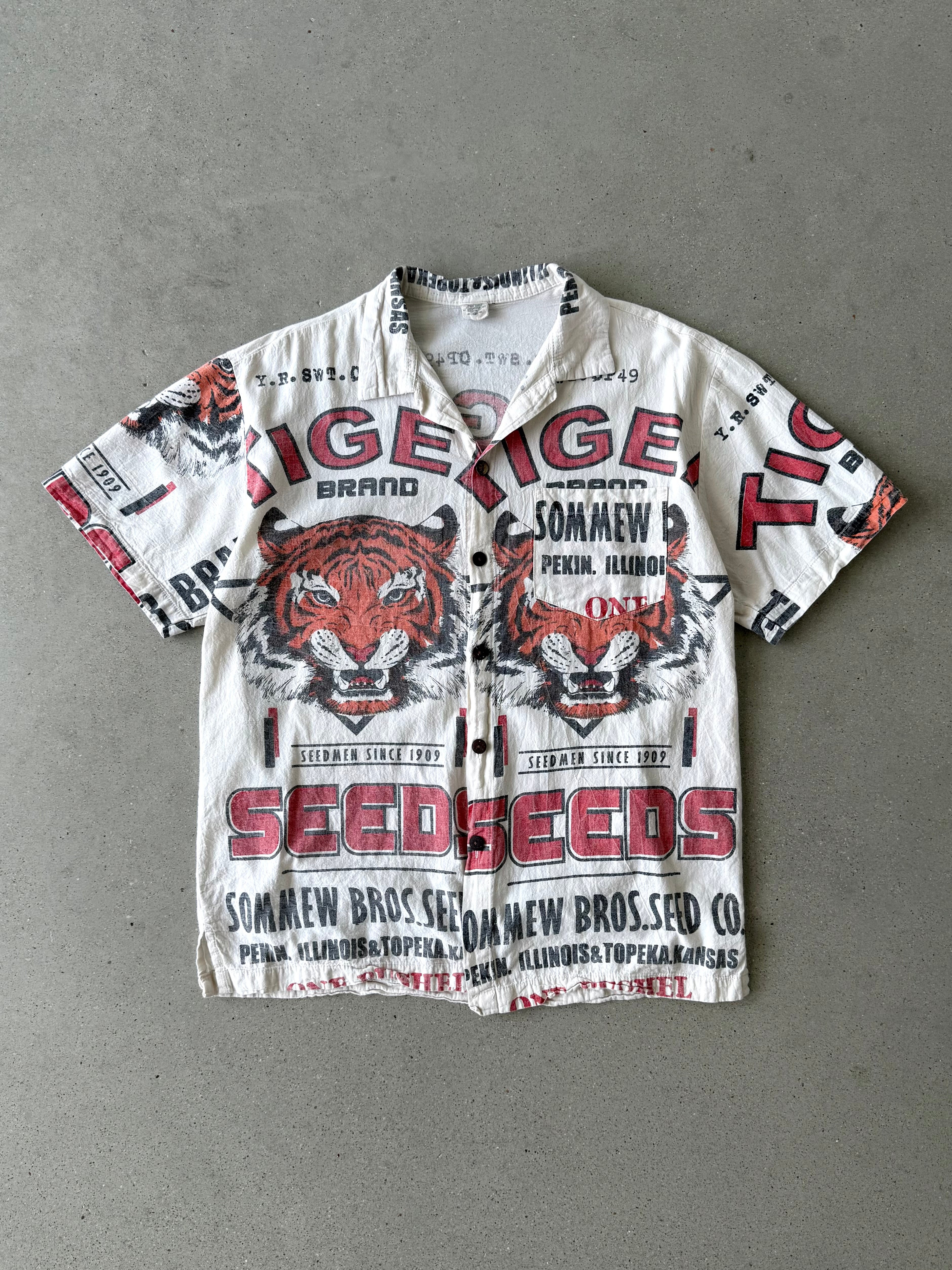 Vintage 'Tiger Brand' Seed Sack Reworked Button-up Shirt - L