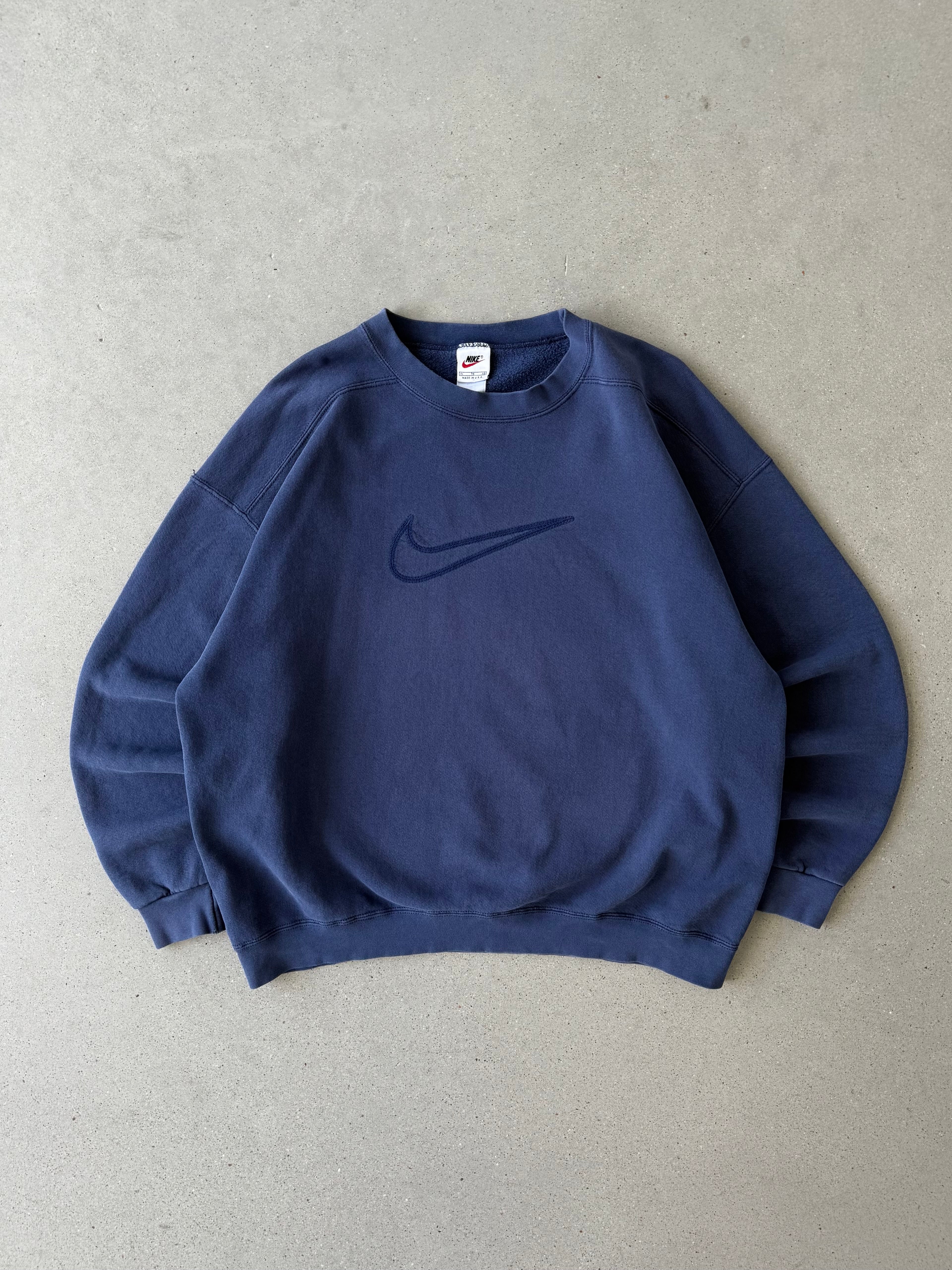 Vintage 1990s Nike Navy Big Swoosh Crewneck - XL