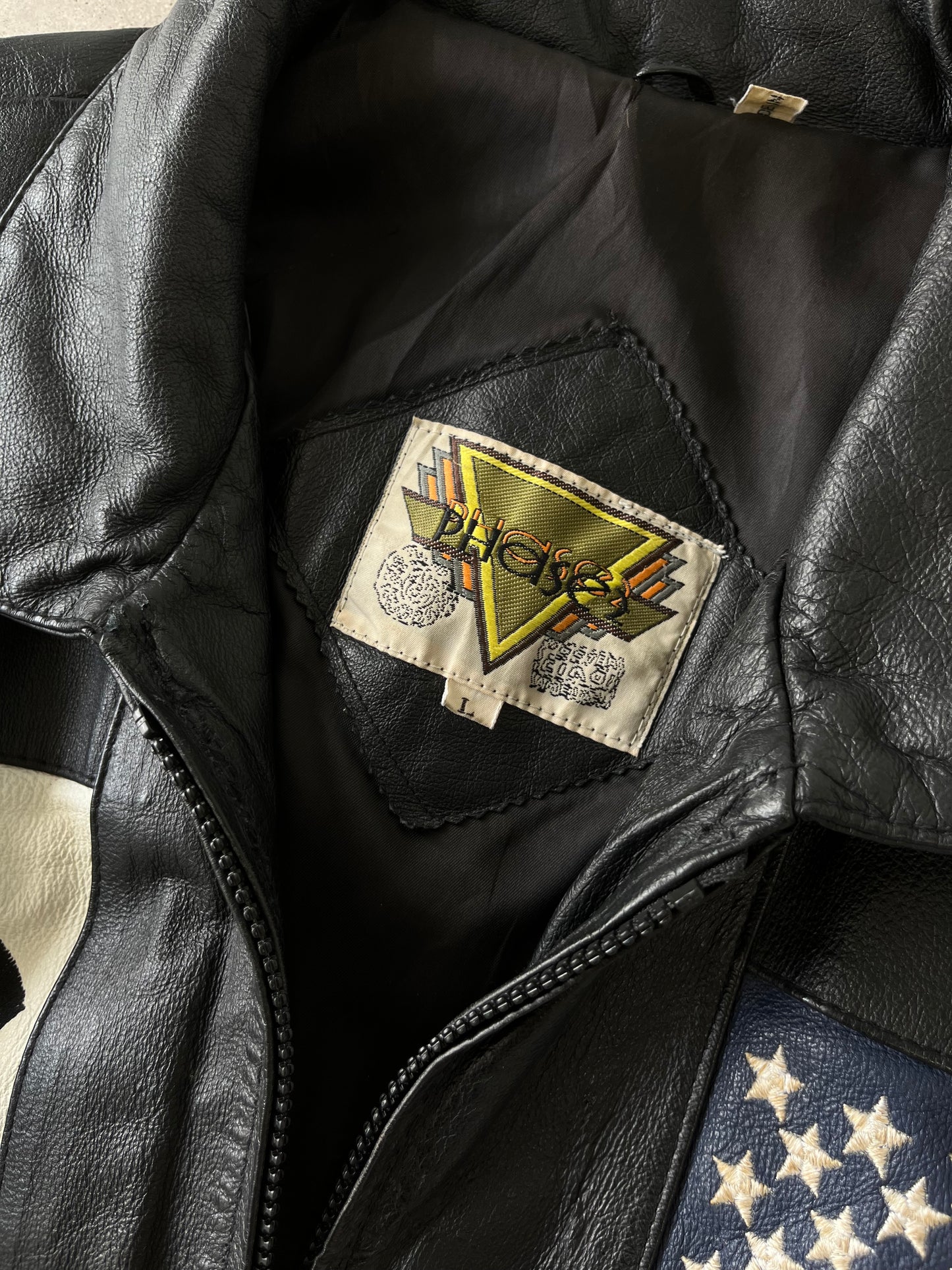 Vintage National Flags Leather Jacket - L