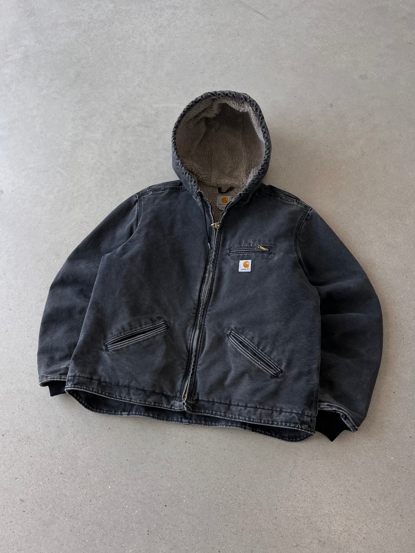 Vintage Carhartt Faded Black Sherpa-lined Armstrong Jacket - M