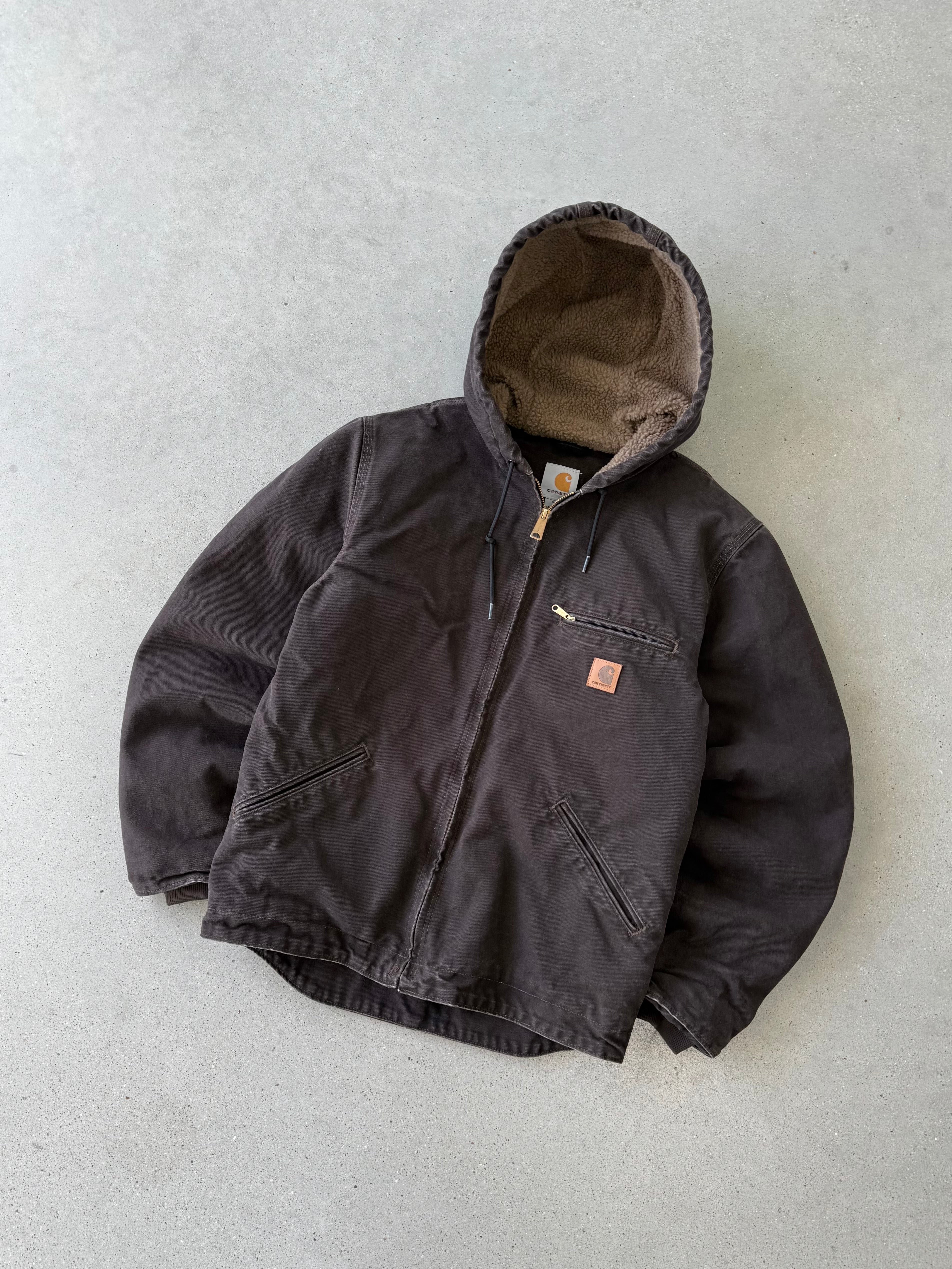 Vintage Carhartt J141 DKB Brown Sherpa-lined Armstrong Jacket - S