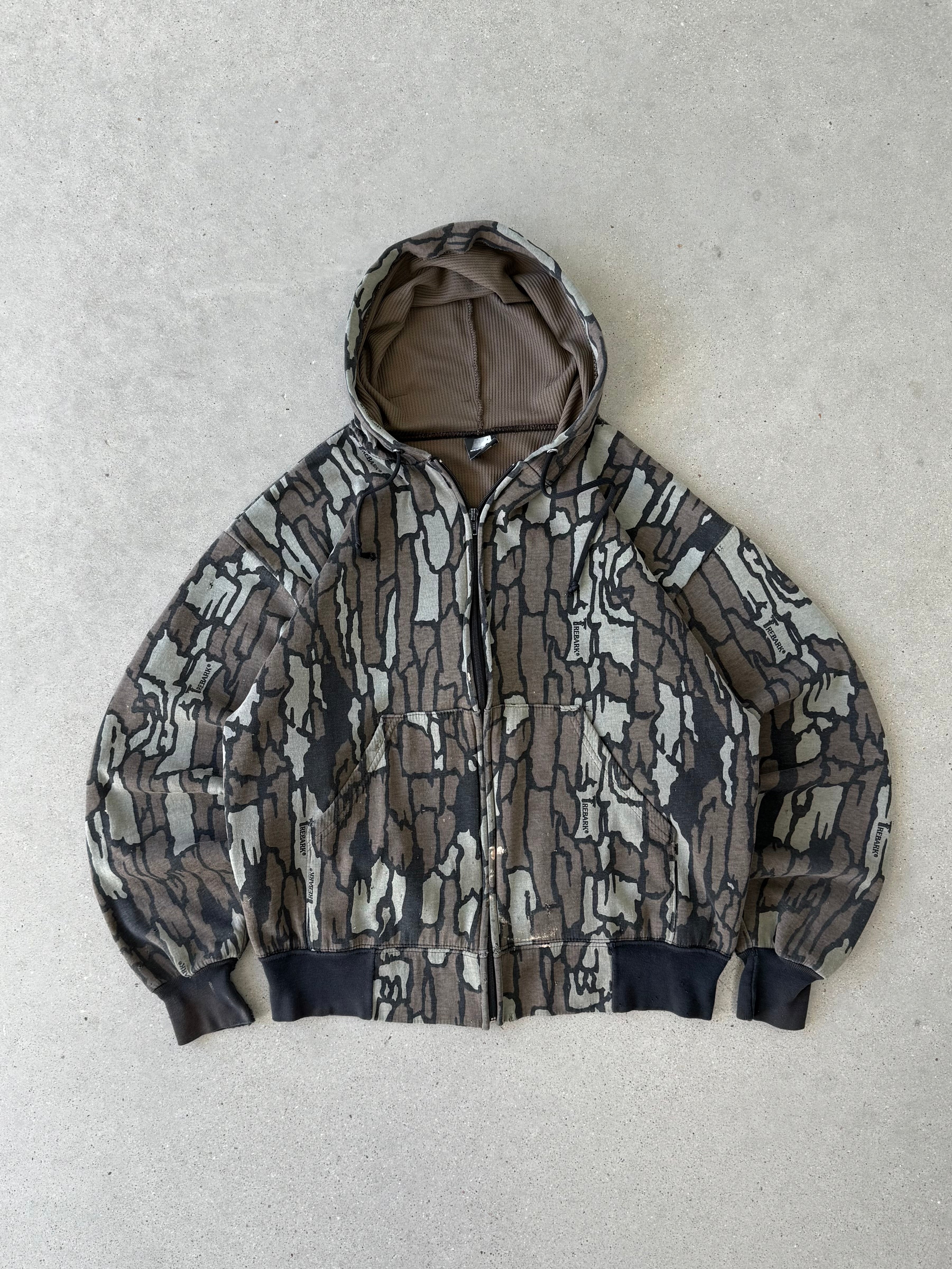Vintage 90s Rebark Camo Zip-up Hoodie - L