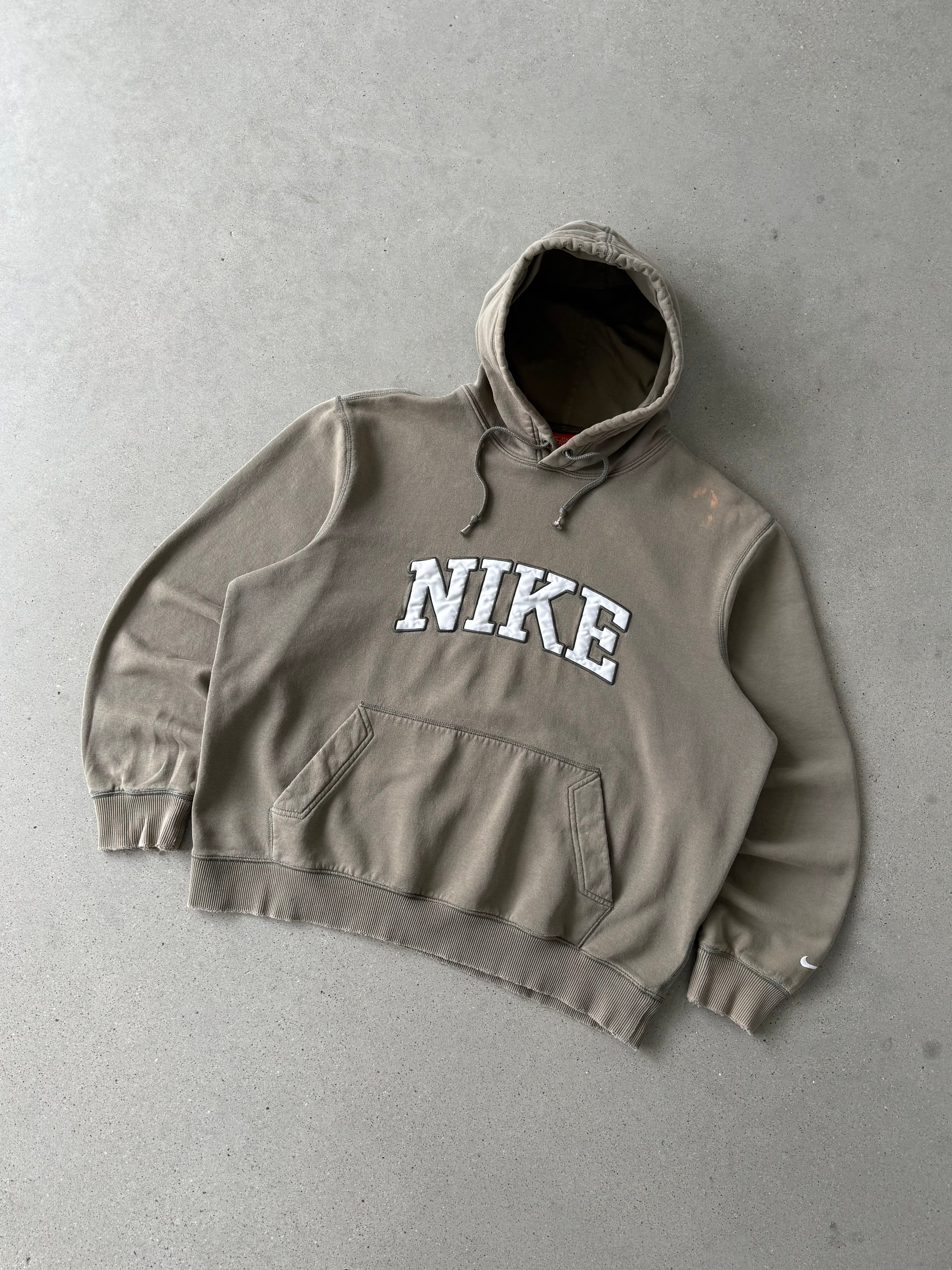 Vintage Nike Olive Spell-out Hoodie - XL