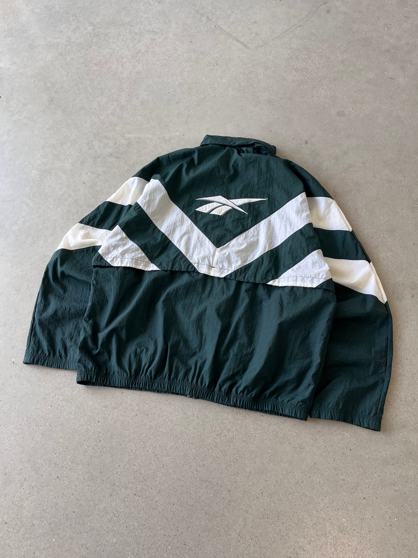 Vintage 90s Reebok Green/white Windbreaker - L