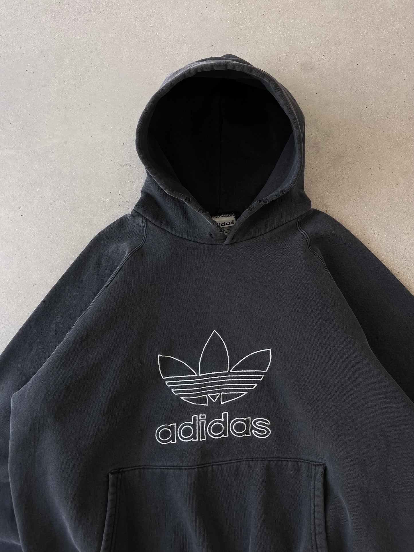 Vintage 90s Adidas Distressed Hoodie - L