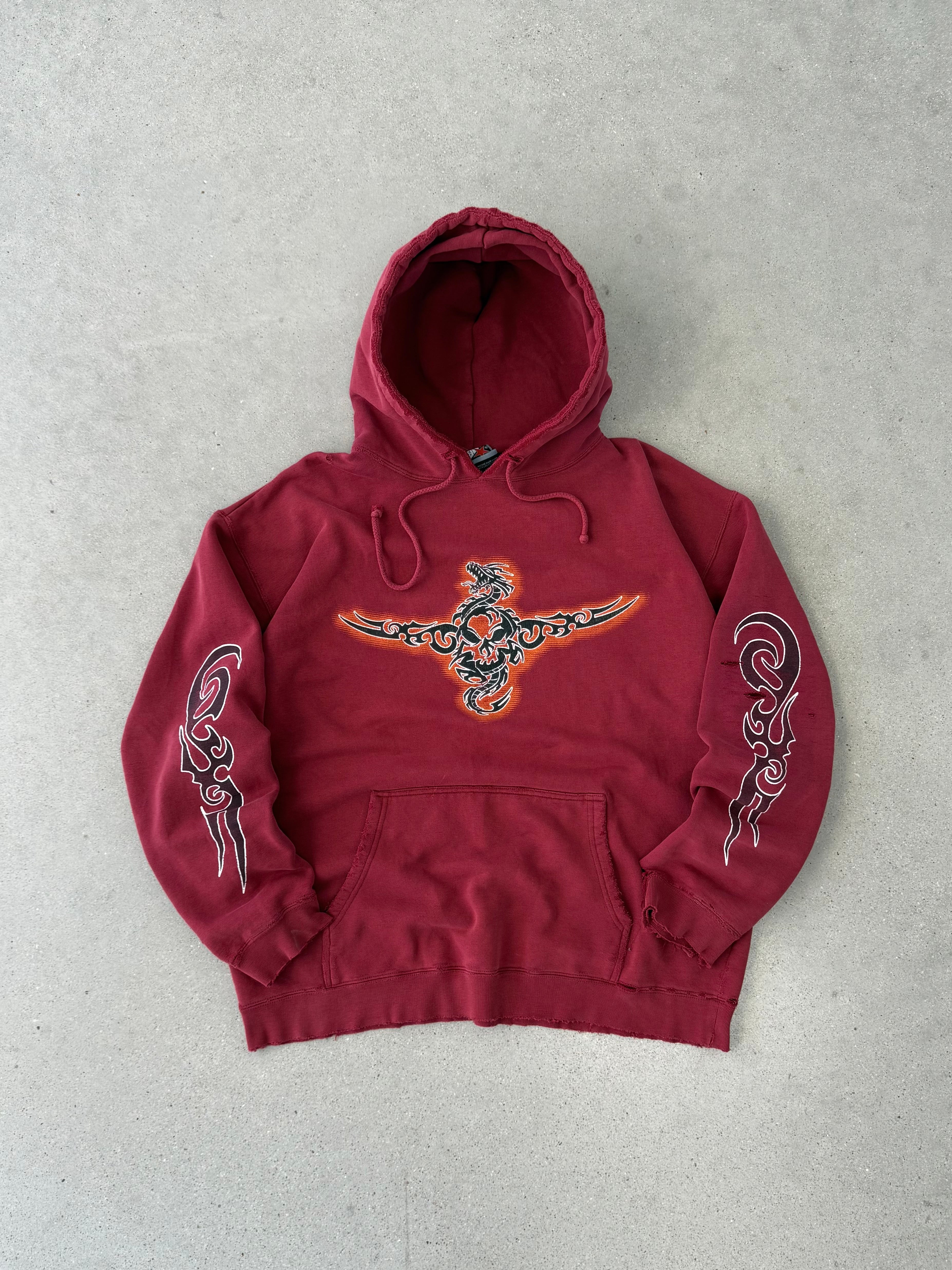 Vintage Y2K Tribal Top Heavy Hoodie - M