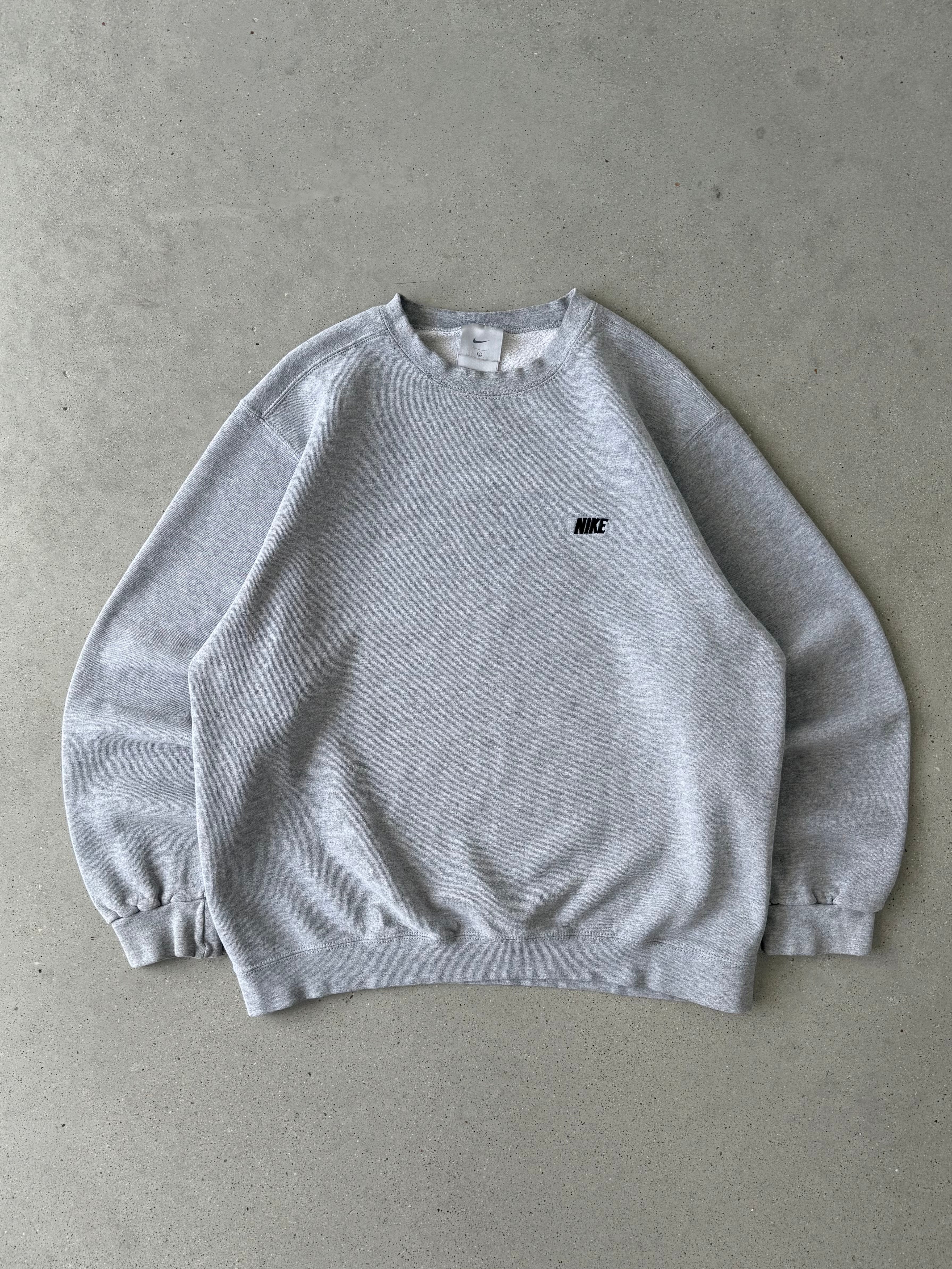 Vintage Nike Gray Mini Spellout Sweatshirt - L