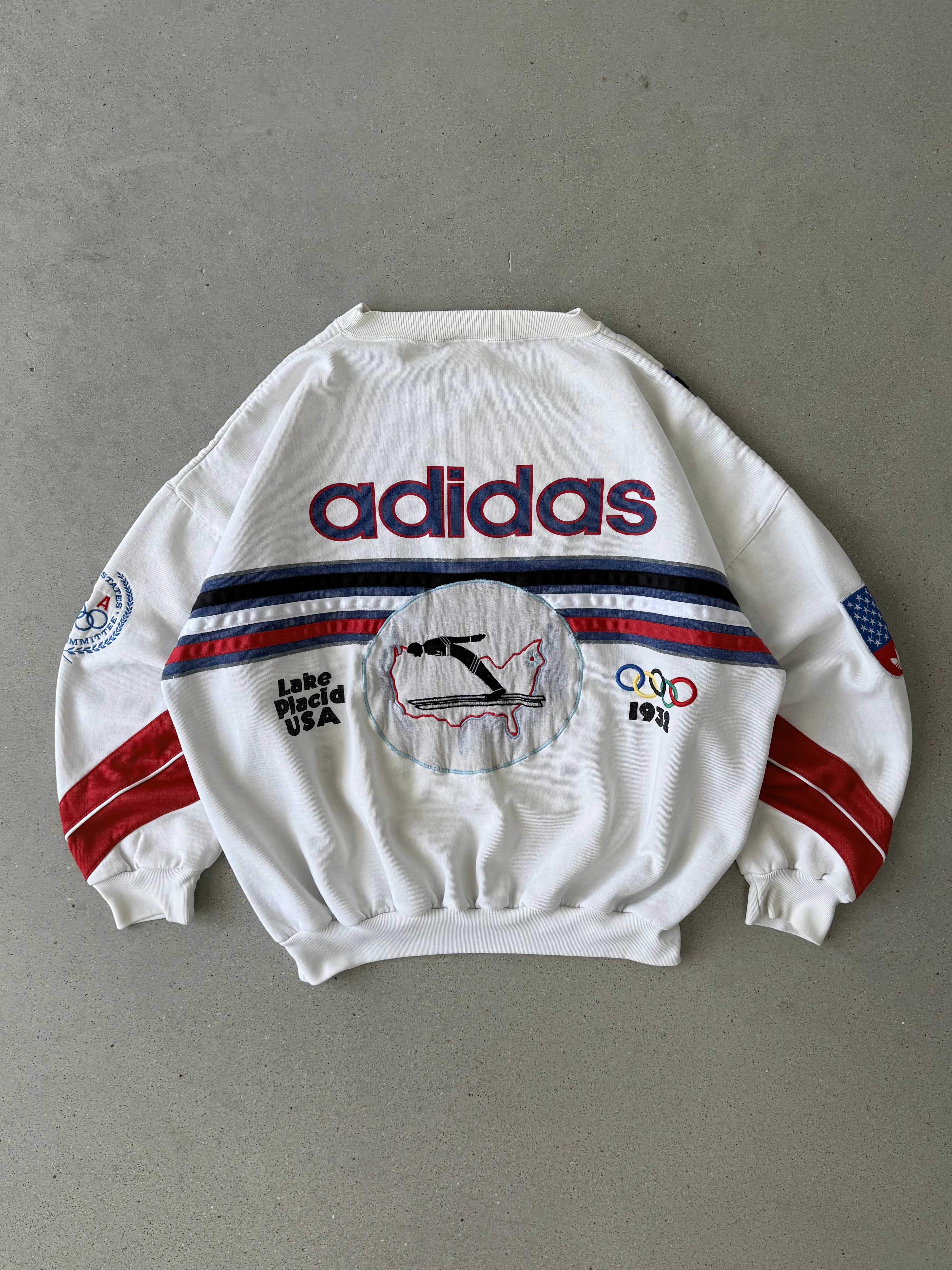 Vintage 80s Adidas Lake Placid XIII Olympic Winter Games Crewneck - XL