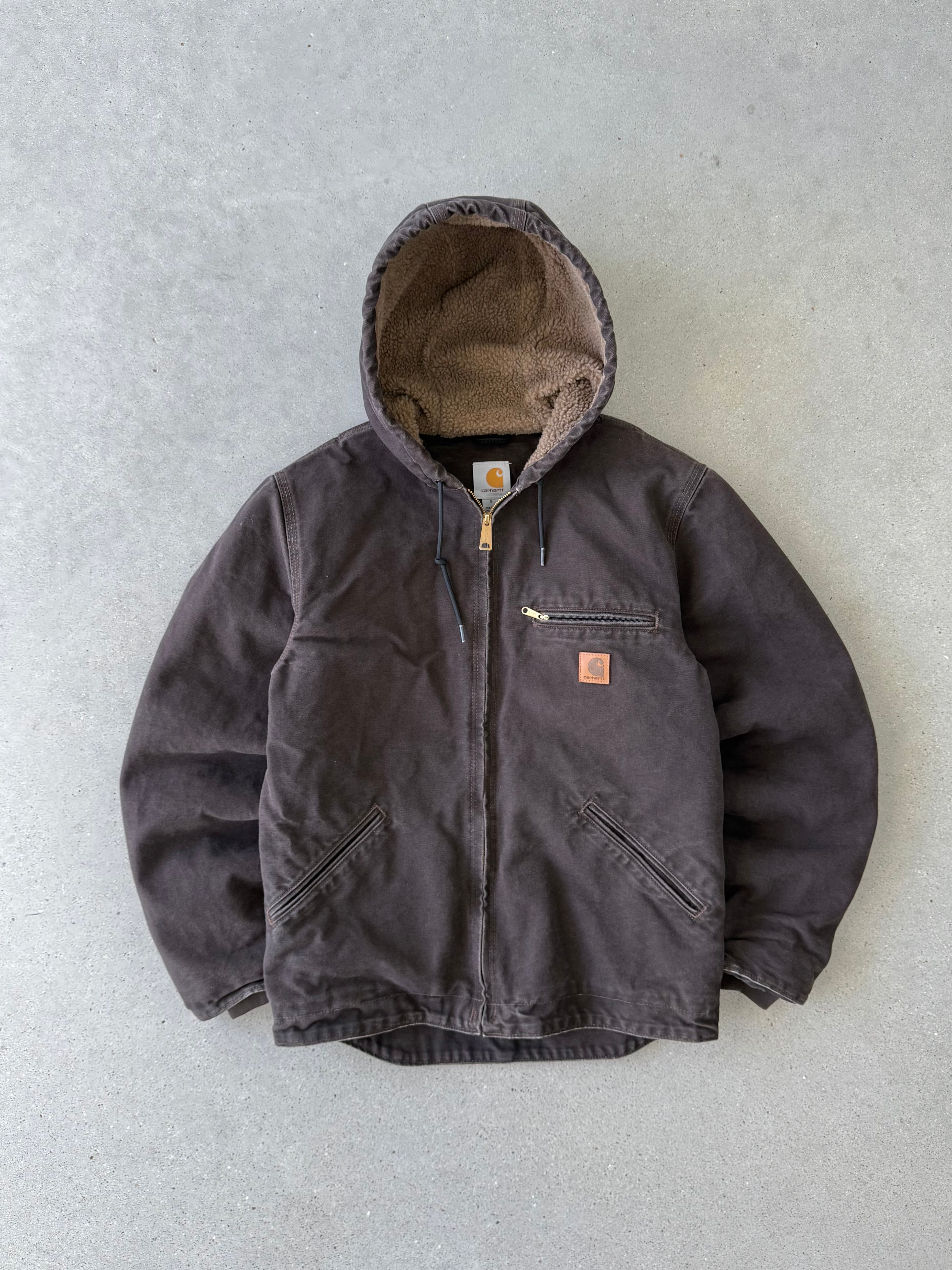 Vintage Carhartt J141 DKB Brown Sherpa-lined Armstrong Jacket - S