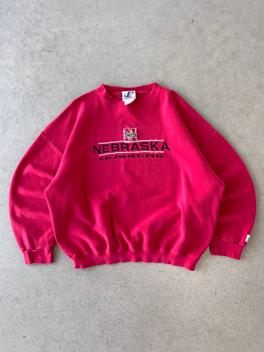 Vintage Nebraska Huskers Embroidered Logo Athletic Crewneck - XL