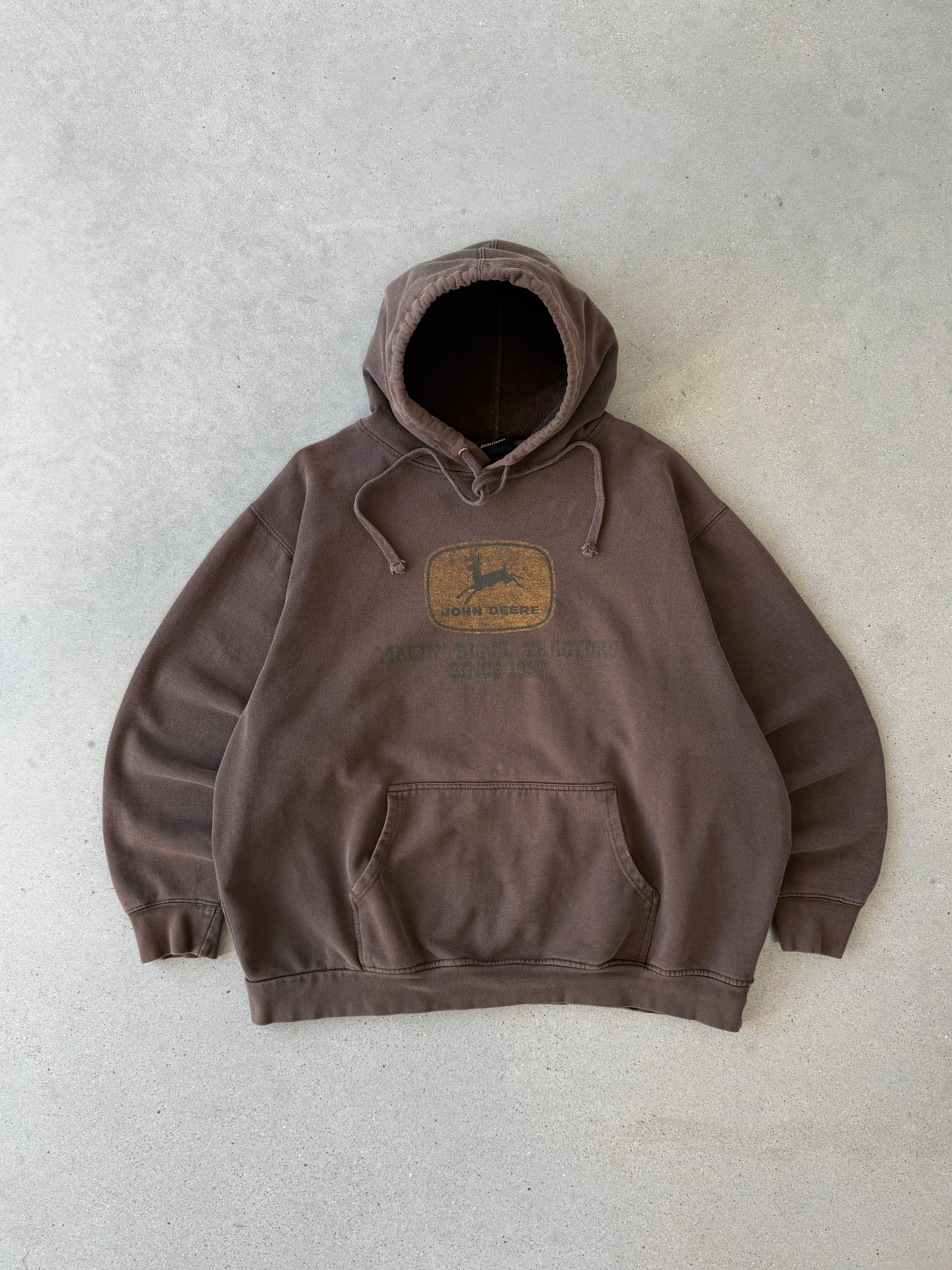 Vintage John Deere Brown Hoodie - XXL