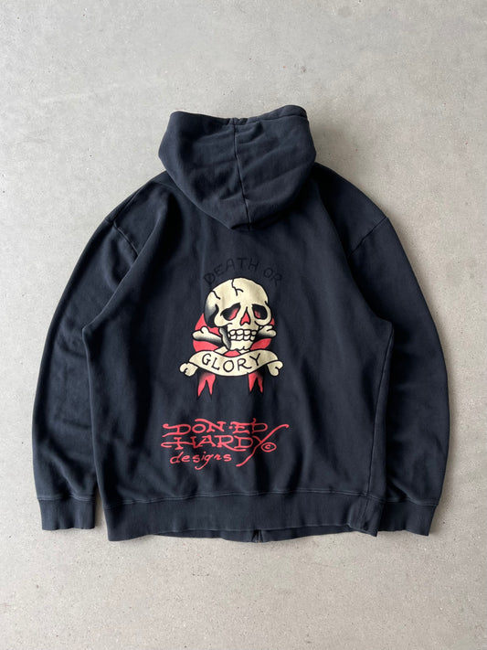 Vintage Ed-Hardy "Death or Glory" Zip-up Hoodie - XL