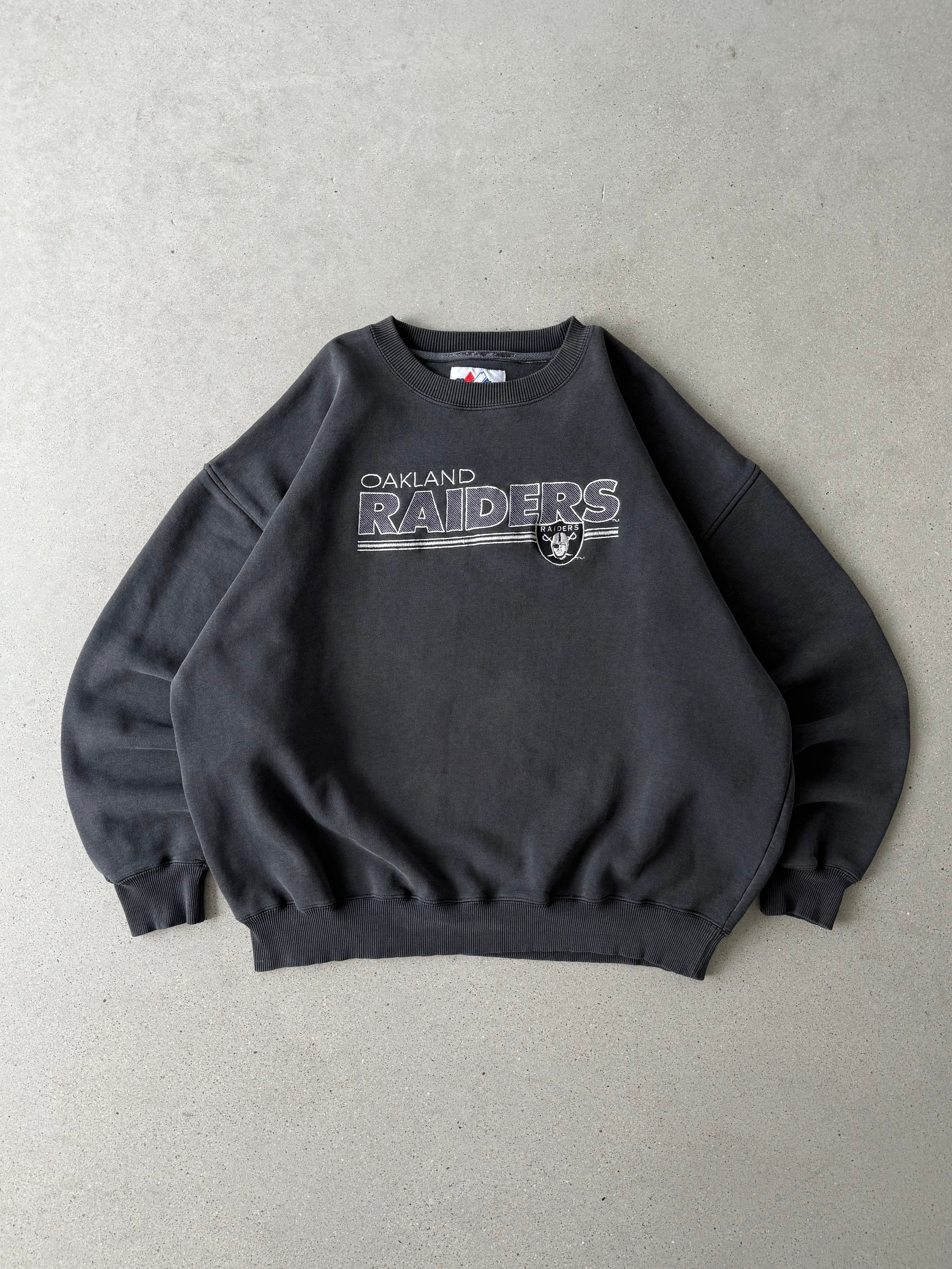 Vintage 1990s Oakland Raiders Embroidered Crewneck - XXL
