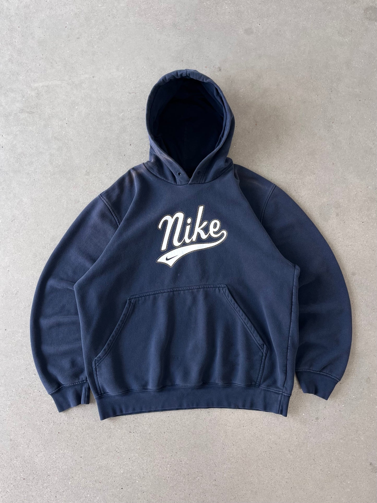 Vintage 2000s Nike Spell-out Navy Hoodie - L