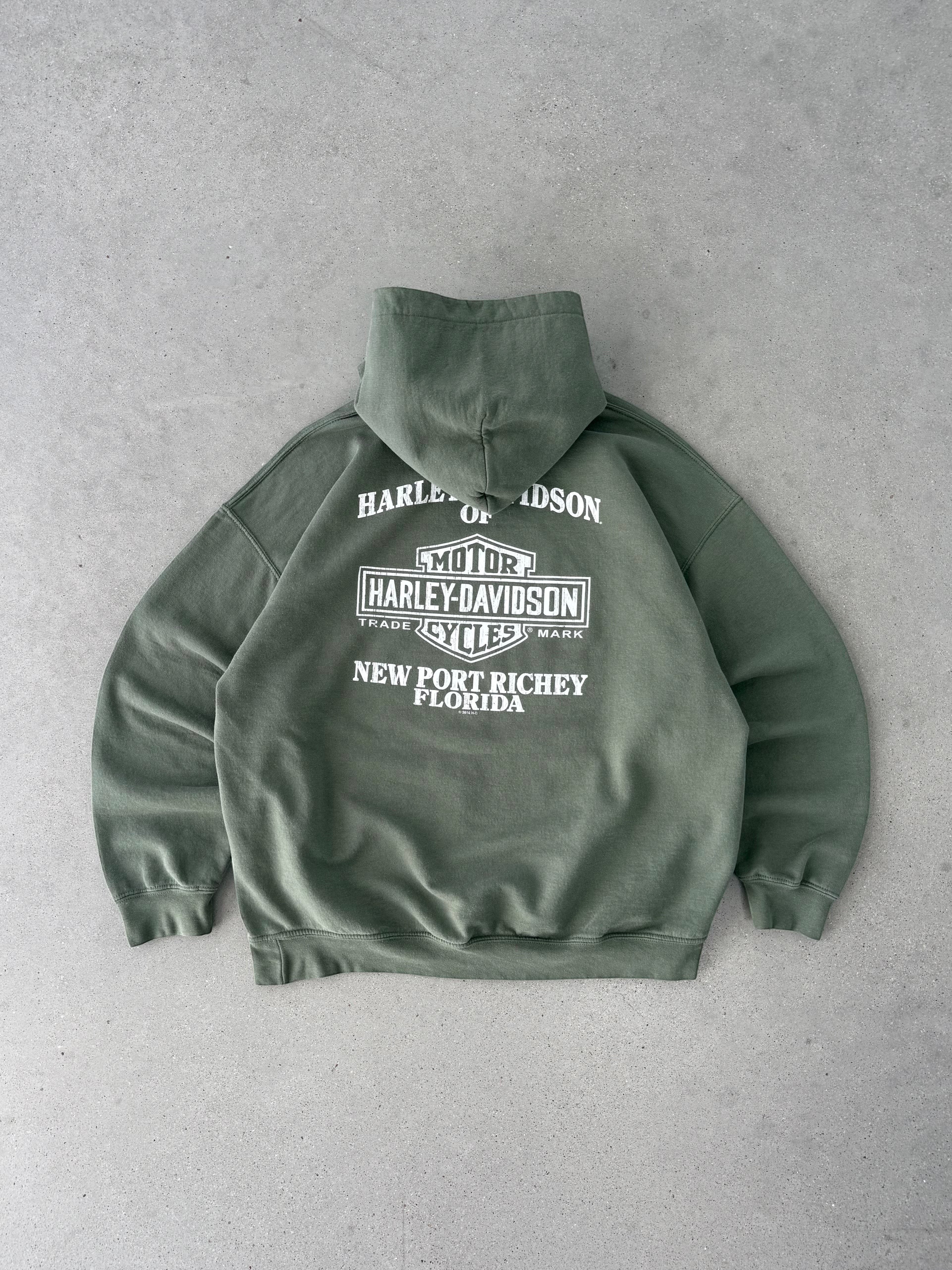 Vintage 2014 Harley Davidson Green Hoodie - XL
