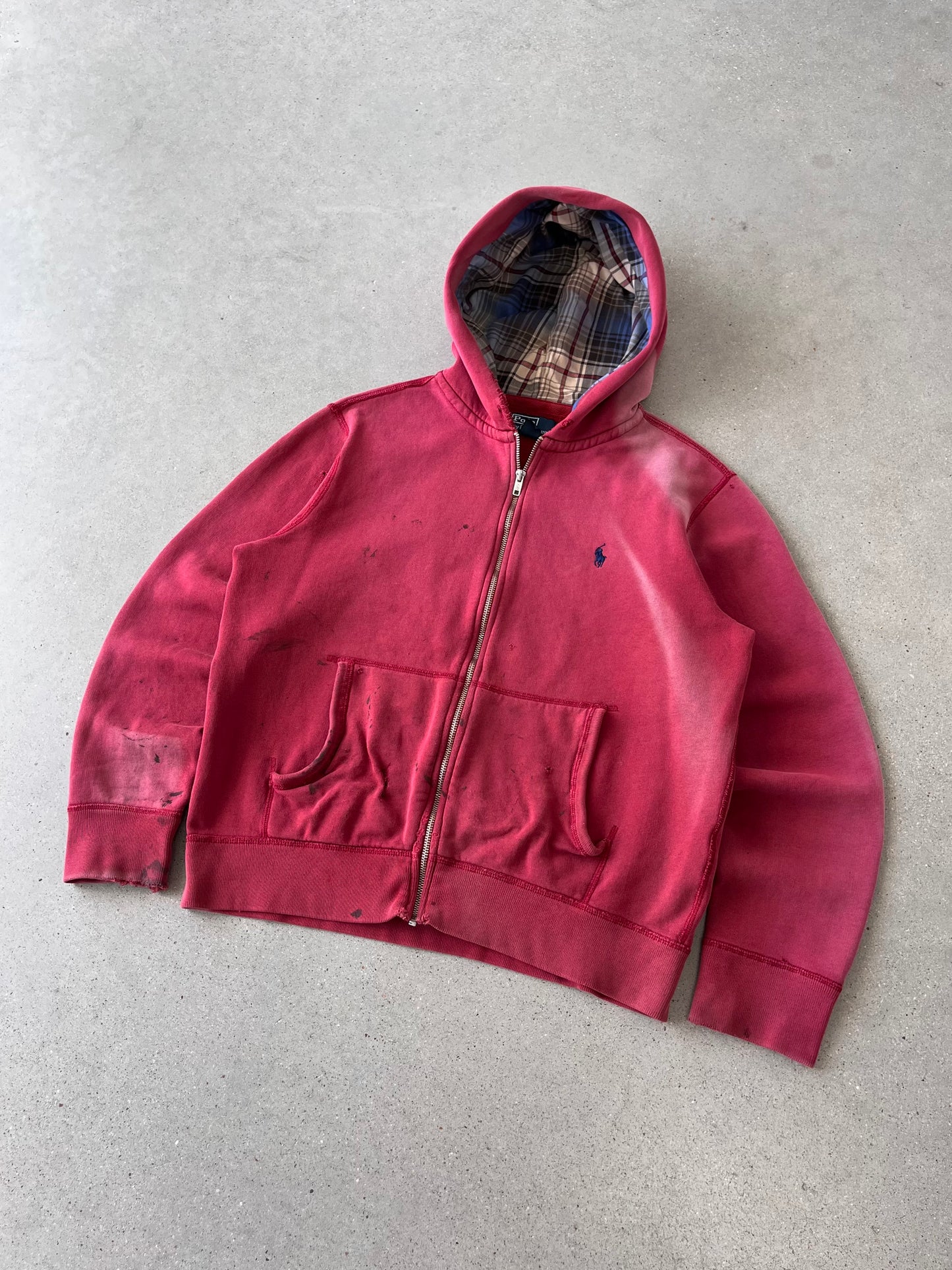 Vintage Polo Ralph Lauren Distressed Zip-up Hoodie - L