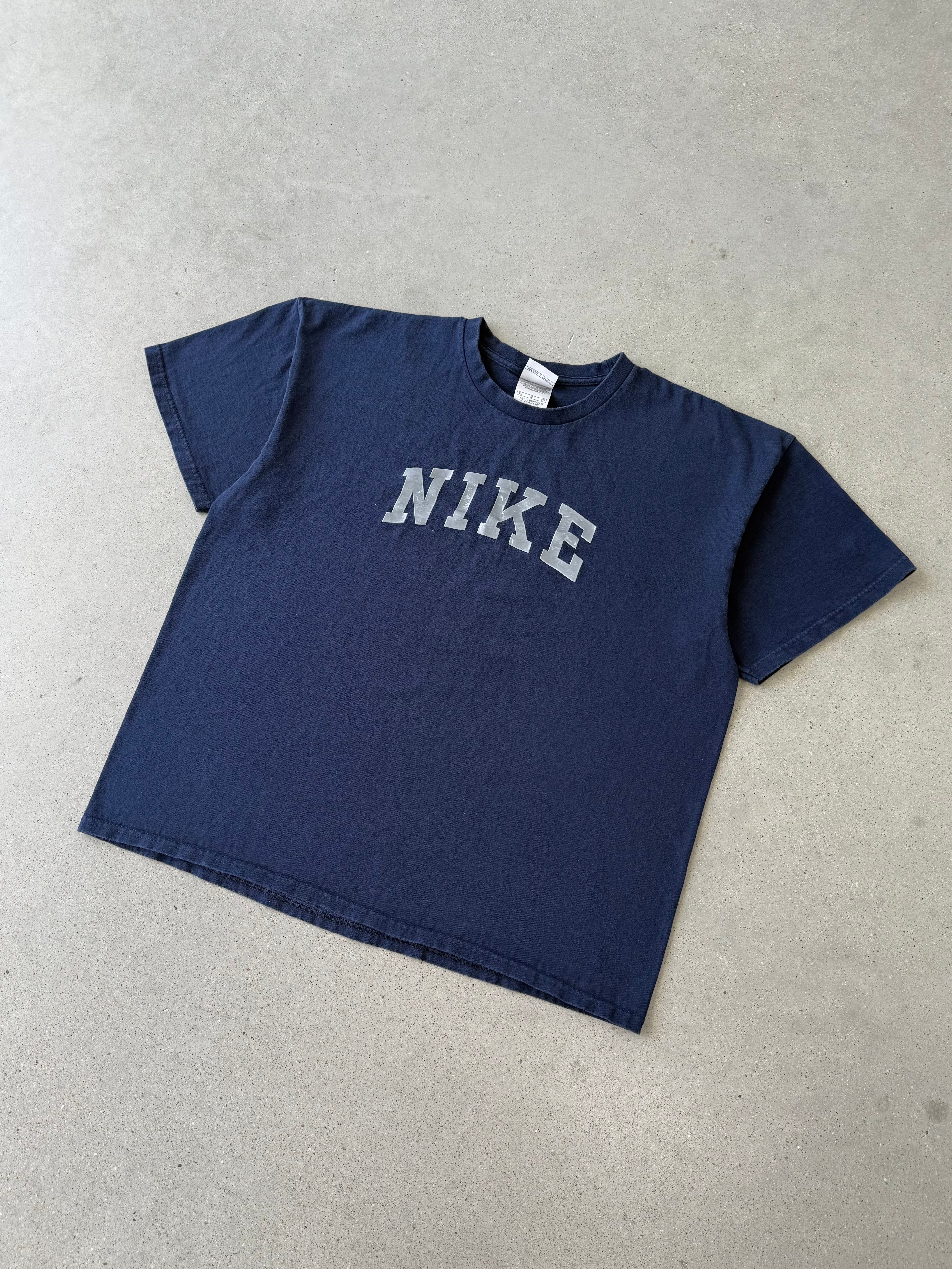 Vintage Nike Spell-out Navy Tee - XL