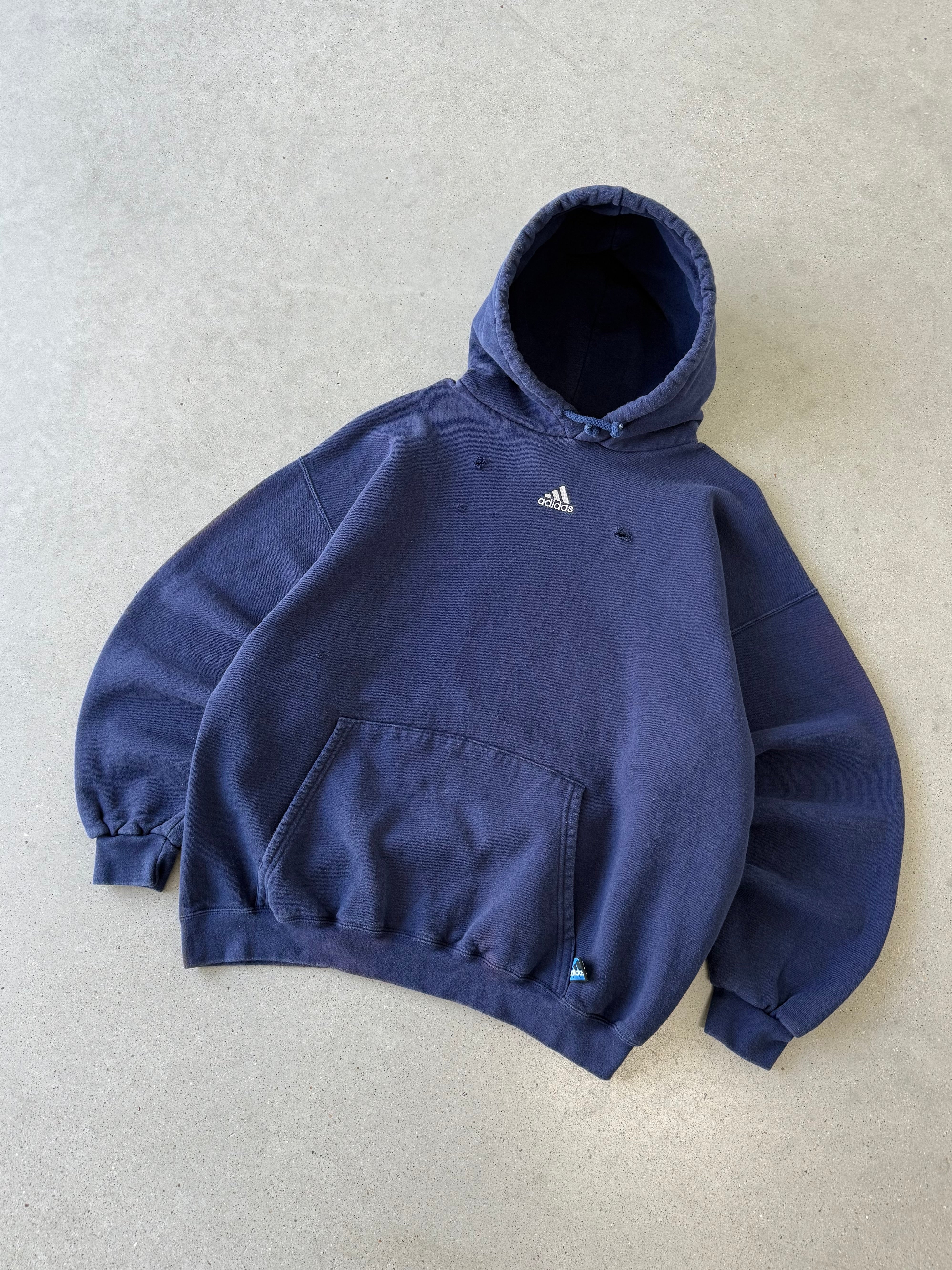 Vintage Adidas Center Logo Distressed Hoodie - XXL