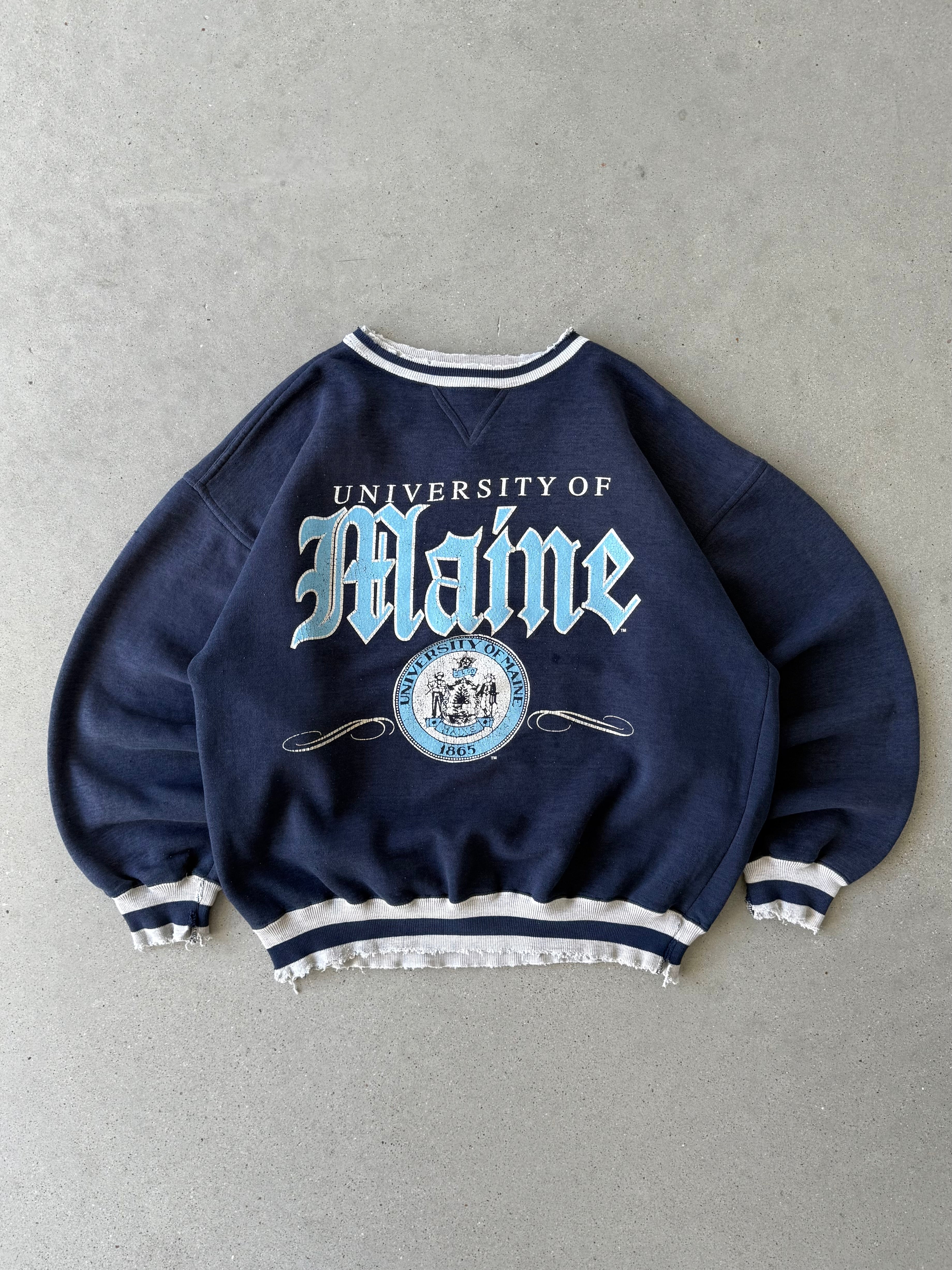 Vintage University Of Maine Navy Sweatshirt  - L