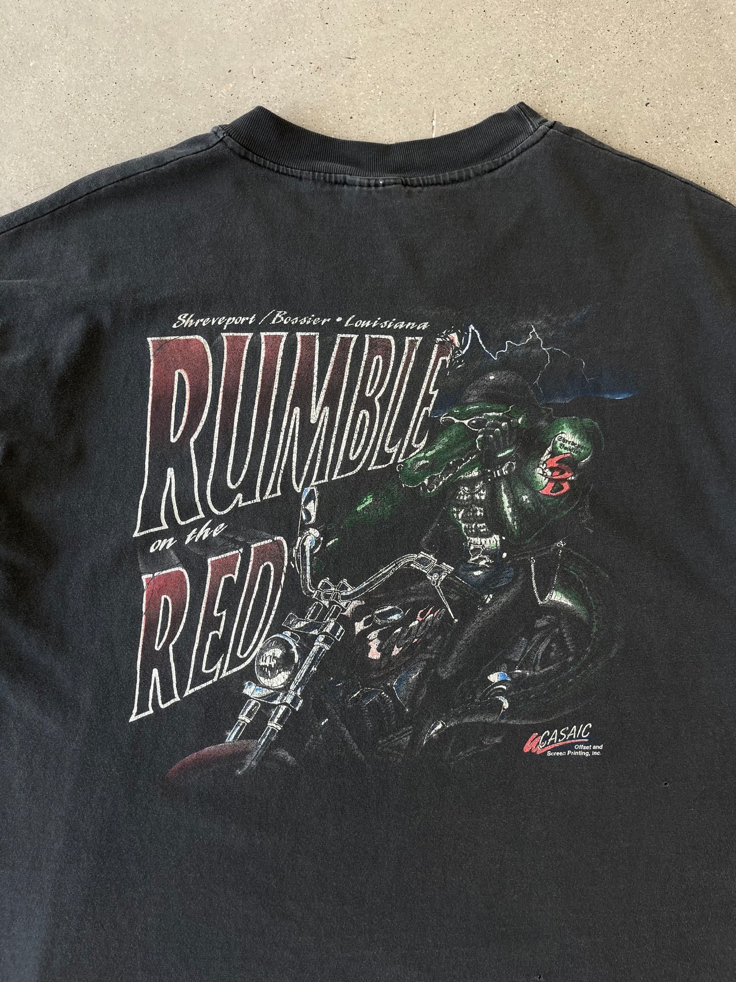 Vintage Rumble on the Red Biker Faded Tee - XL