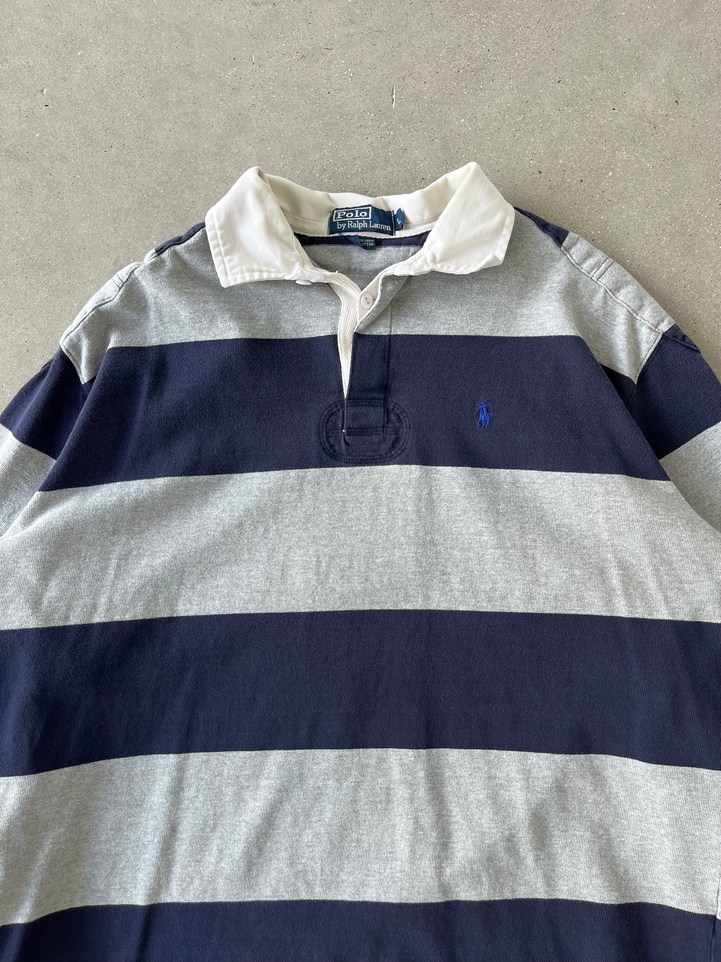 Vintage Polo Ralph Lauren Navy Striped Long Sleeve - L