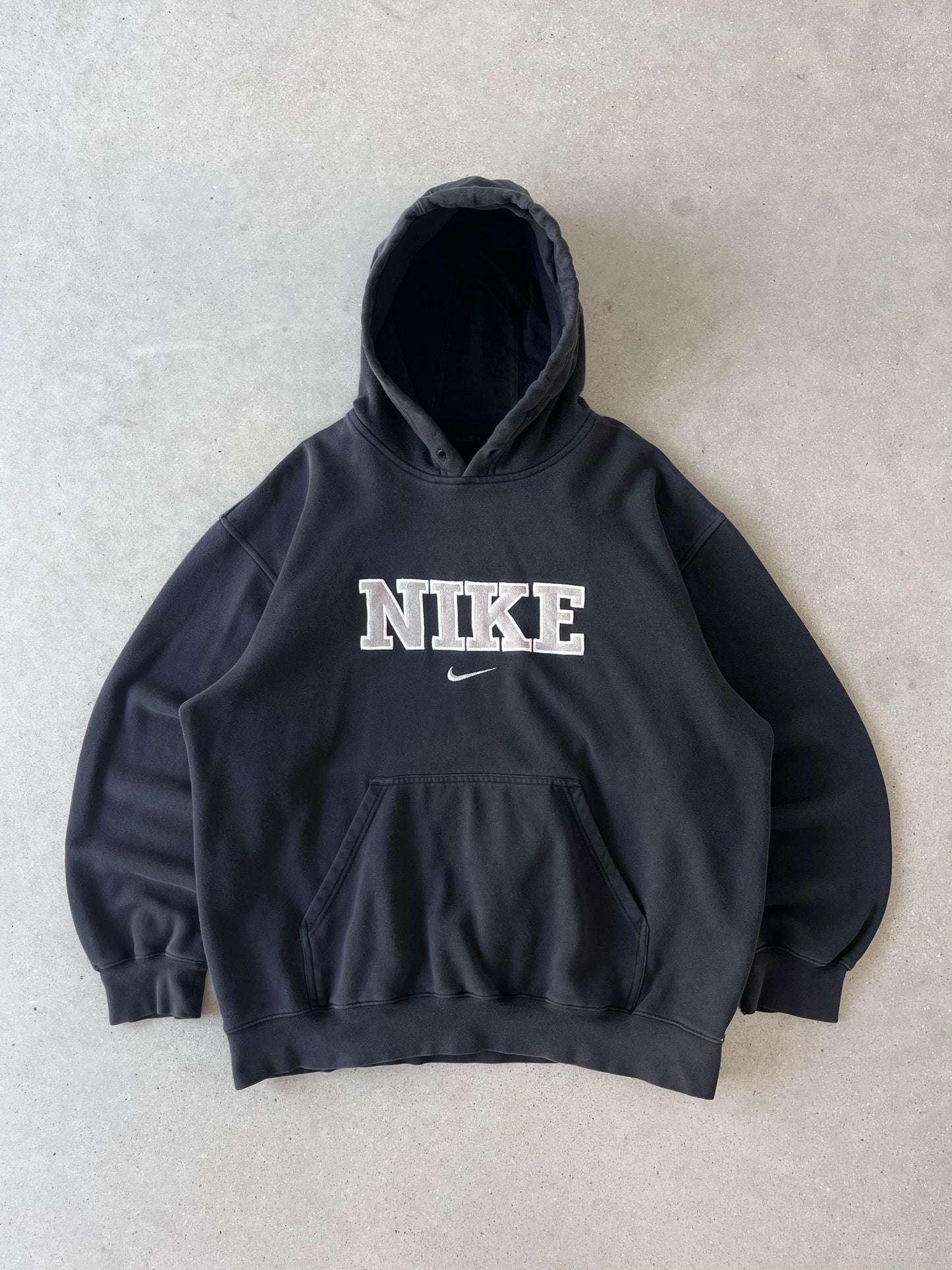 Vintage Nike Spell-out Black Hoodie - L