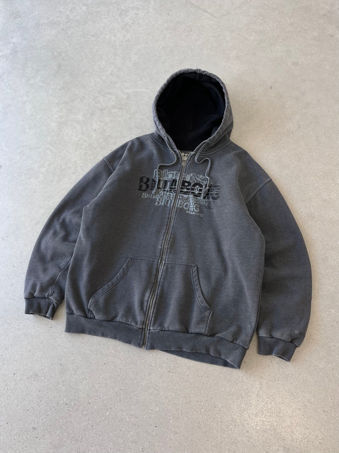 Vintage Y2K Billabong Sherpa-lined Zip-up Hoodie - L