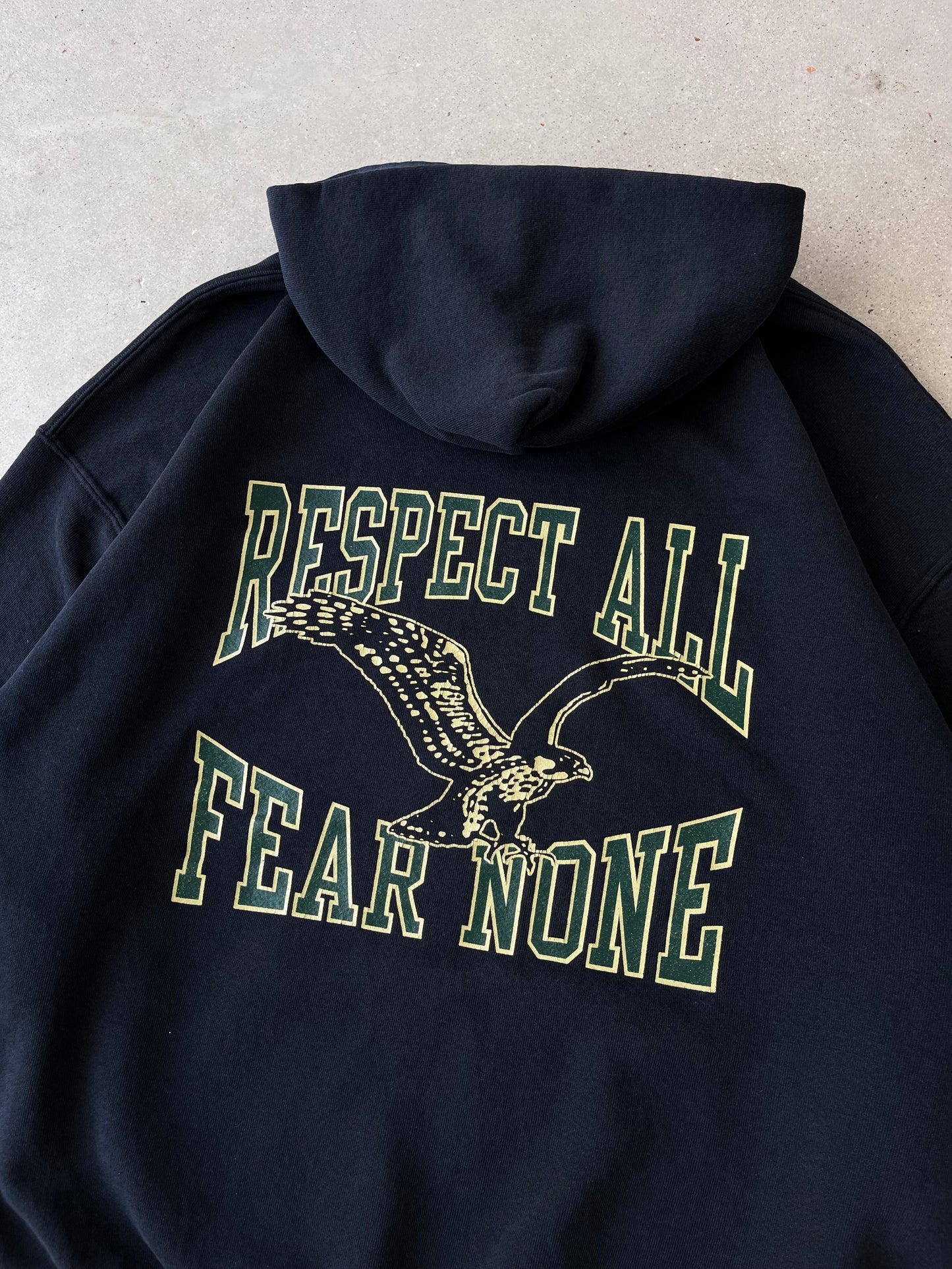 Vintage "Respect All, Fear None" Russell Athletic Hoodie - XL