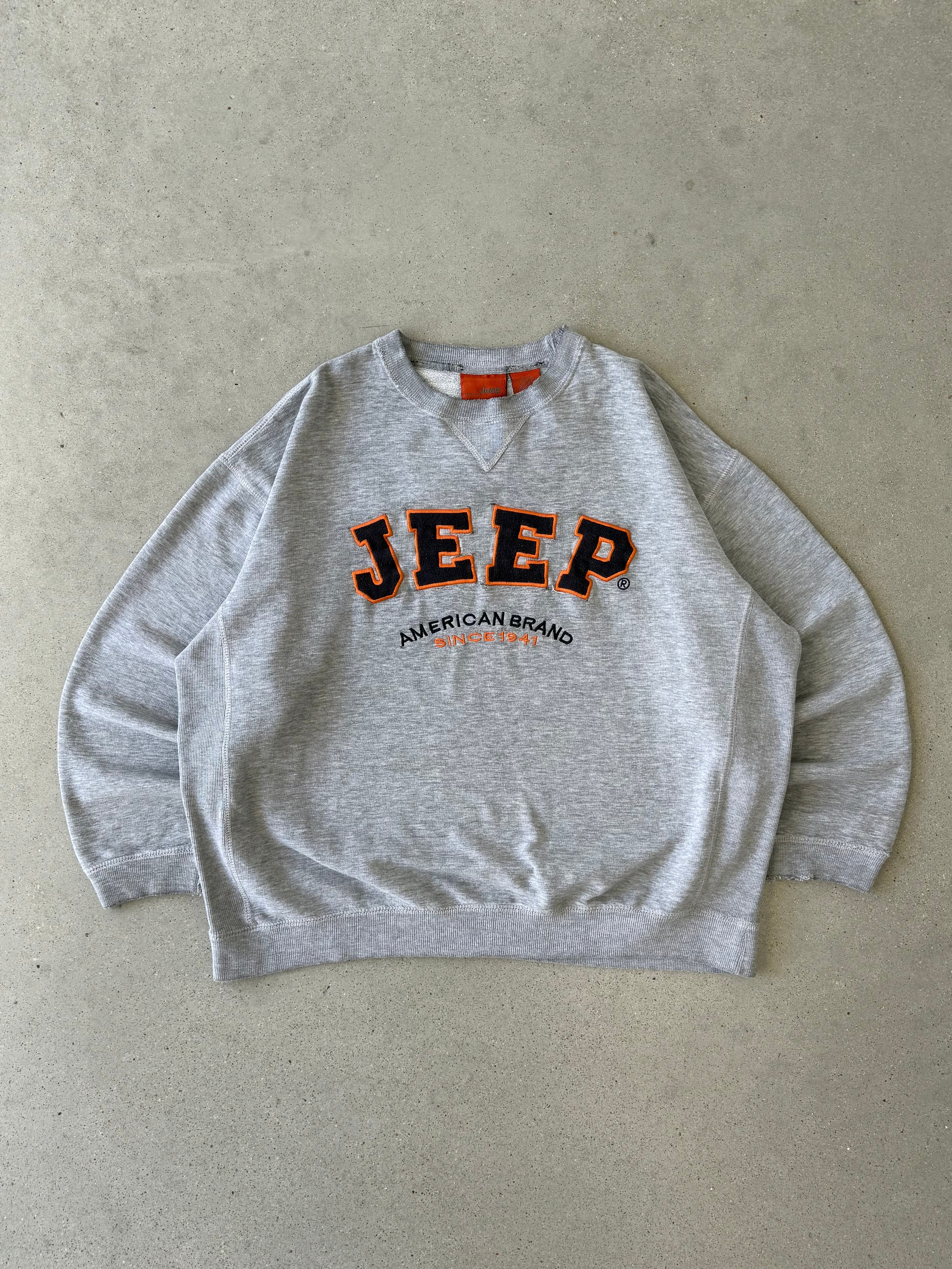Vintage Jeep Gray Spellout Sweatshirt - XL