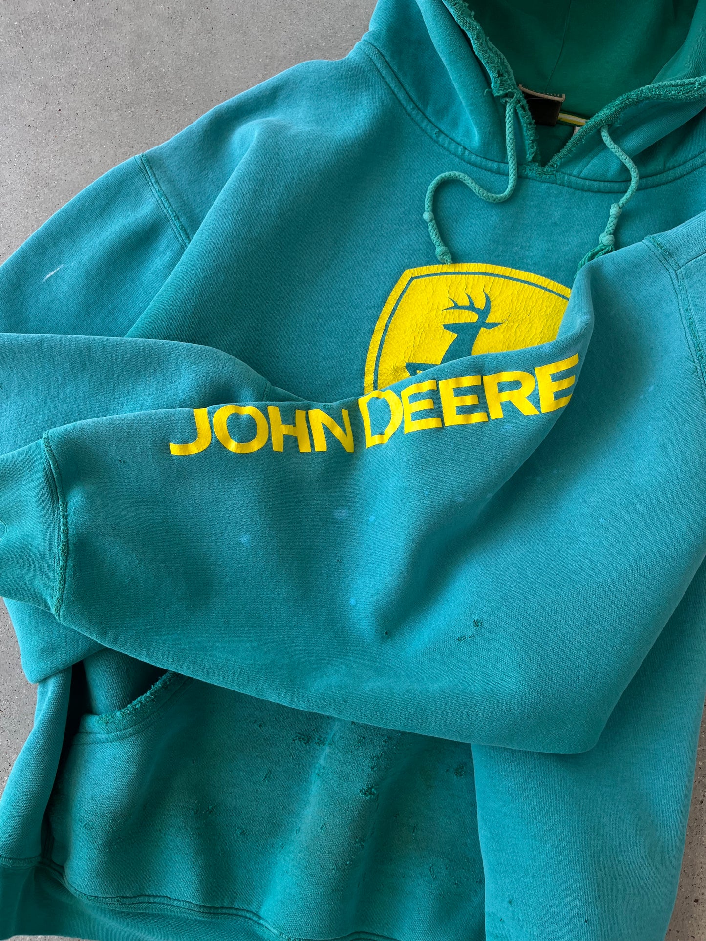 Vintage John Deere Distressed Boxy Hoodie - L