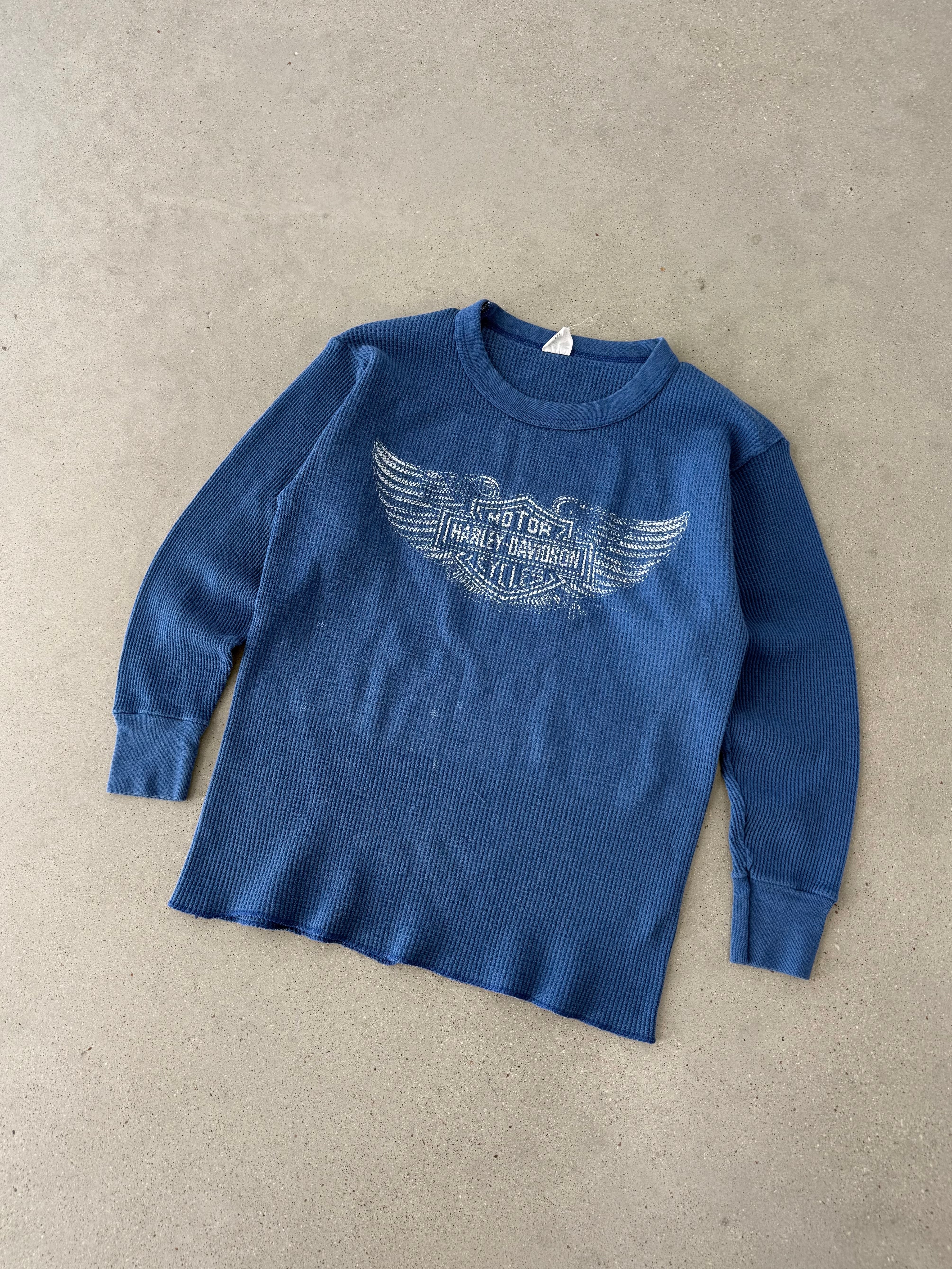 Vintage 1980s Harley Davidson Blue Thermal - S
