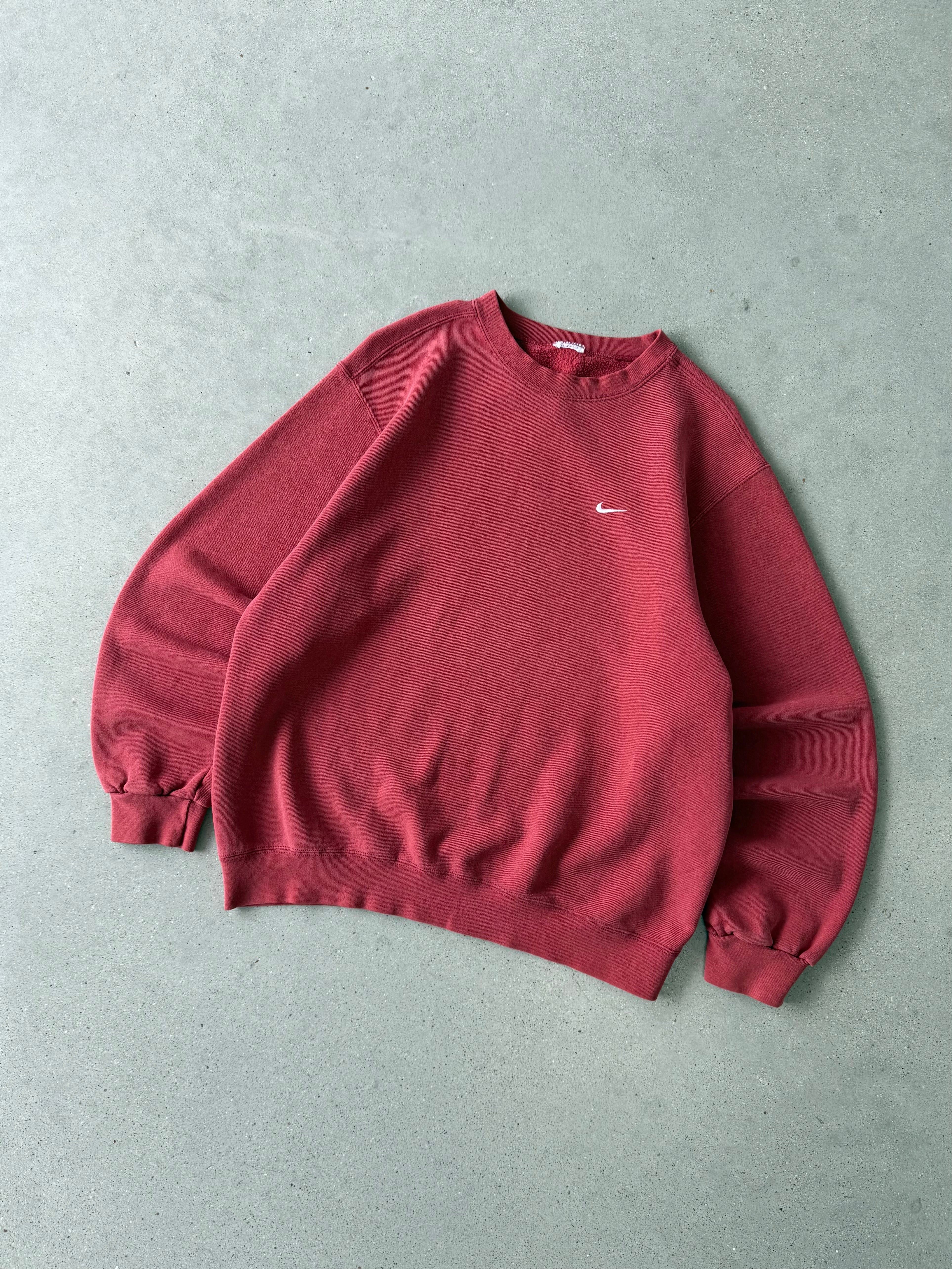 Vintage 1990s Nike Mini Swoosh Red Crewneck - M