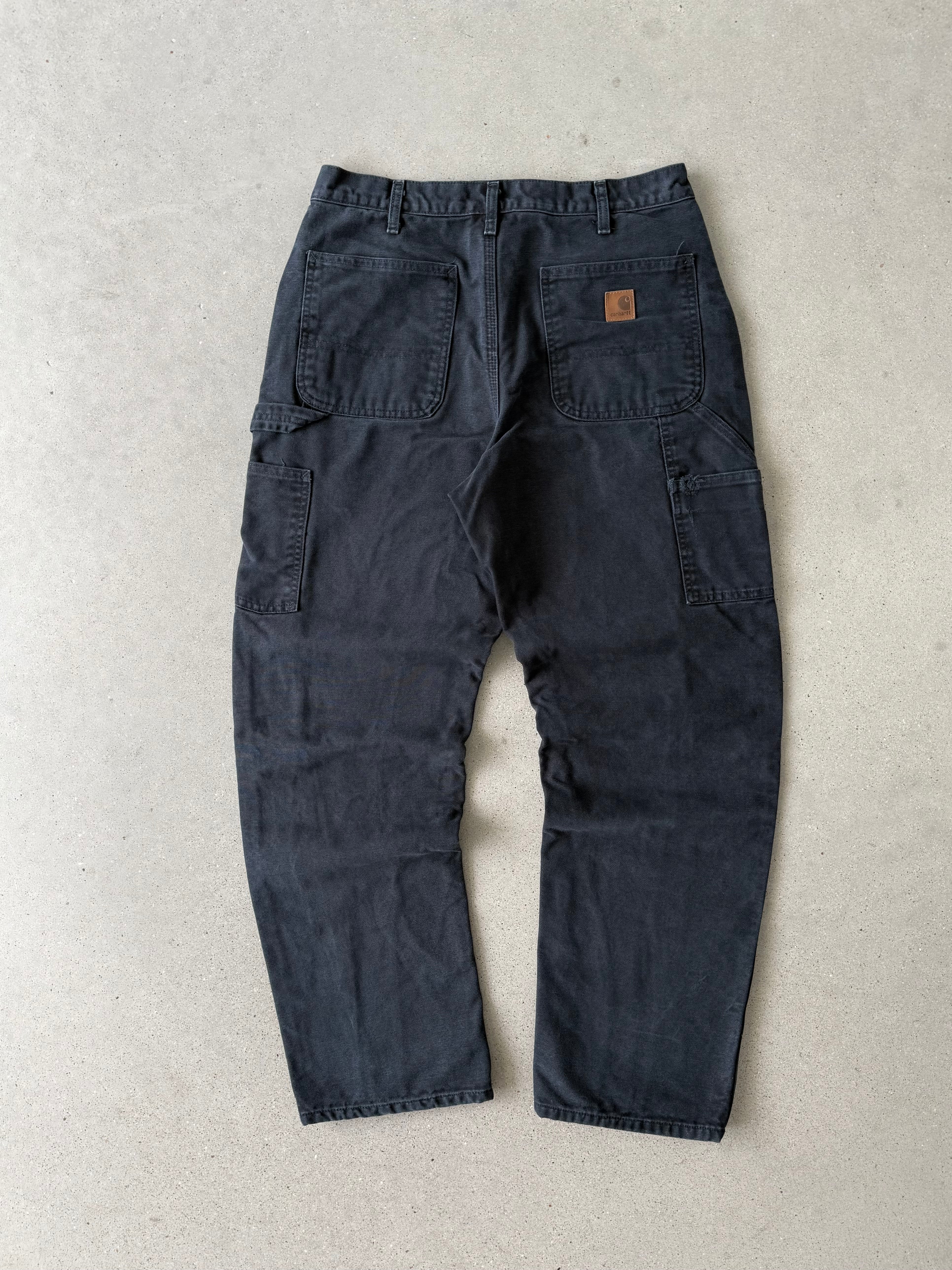 Vintage Carhartt Black Flannel-lined Carpenter Pants - 32x32