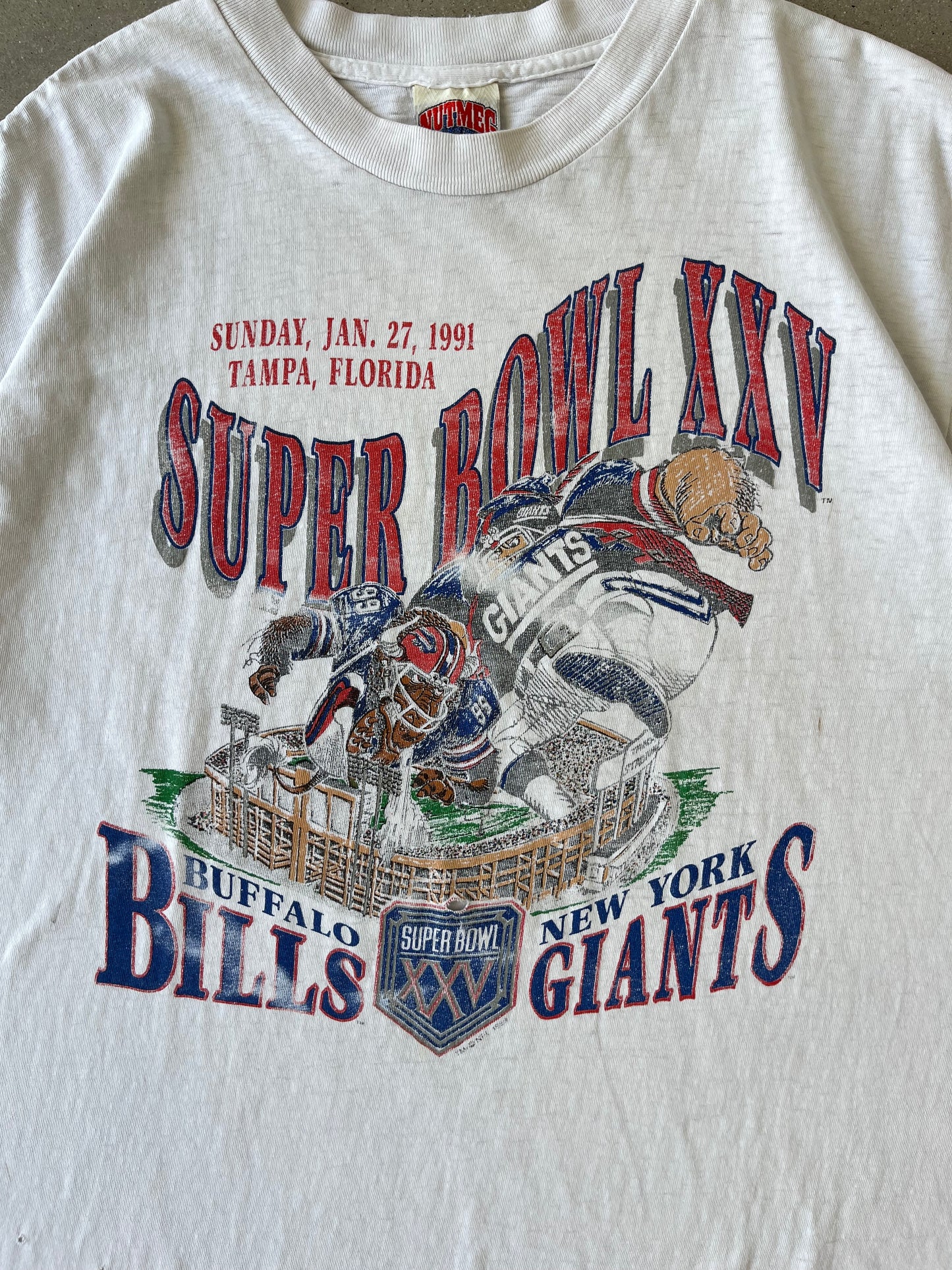 Vintage 1991 Super Bowl XXV Bills Vs Giants Tee - XL