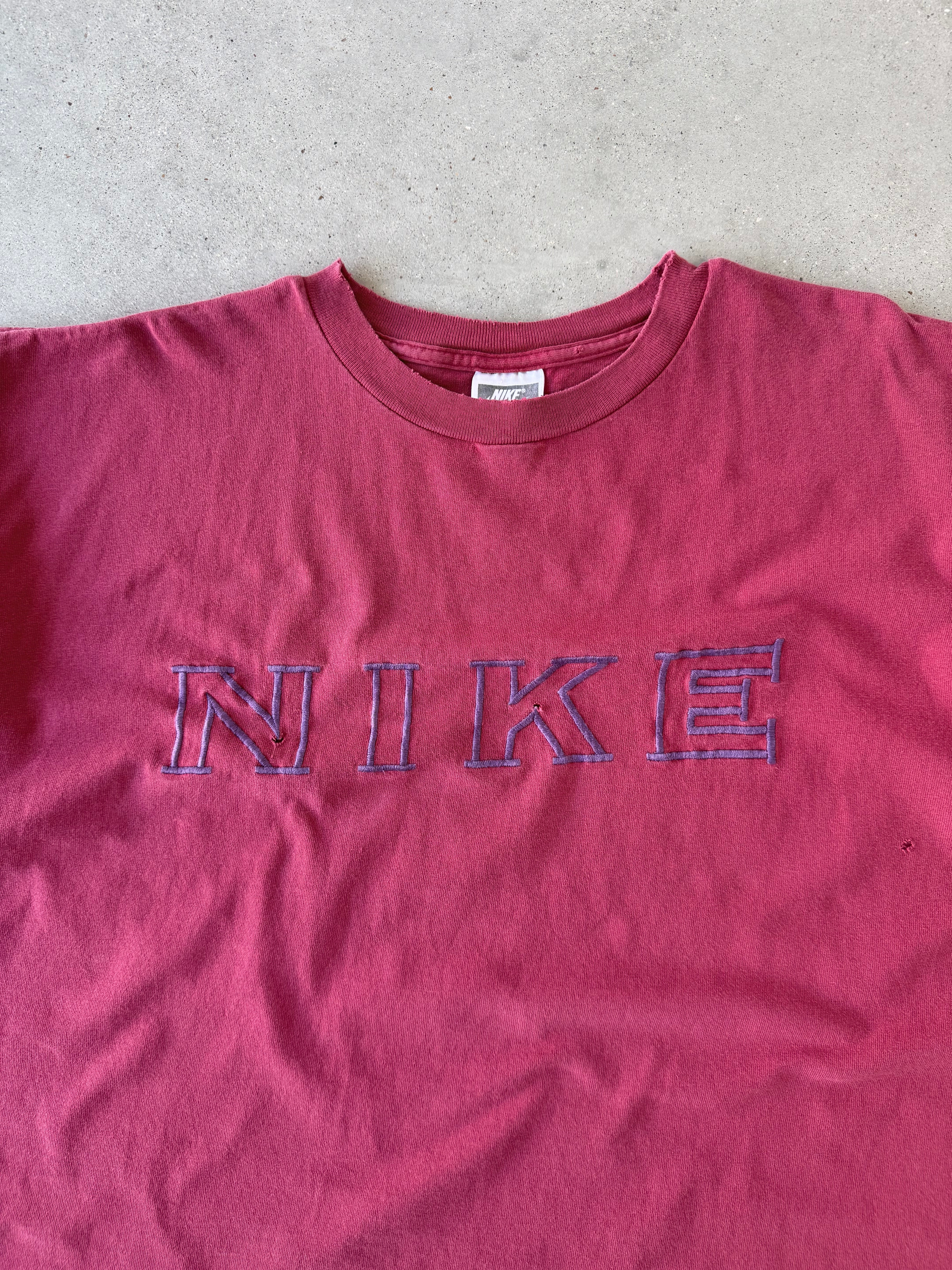 Vintage 1990s Nike Spell-out Red Tee - XL