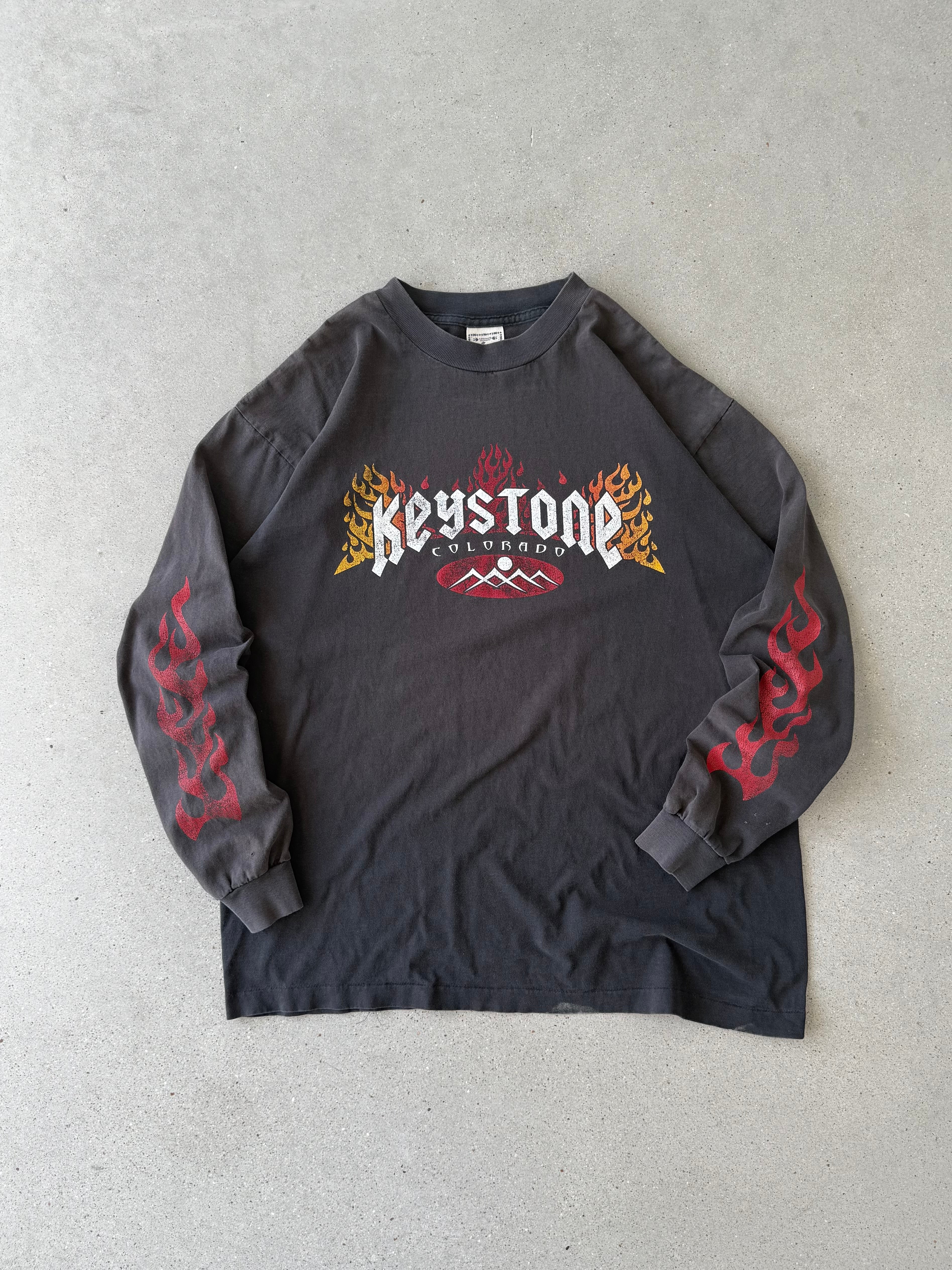 Vintage Keystone Colorado Flaming Sleeves Long Sleeve - XL