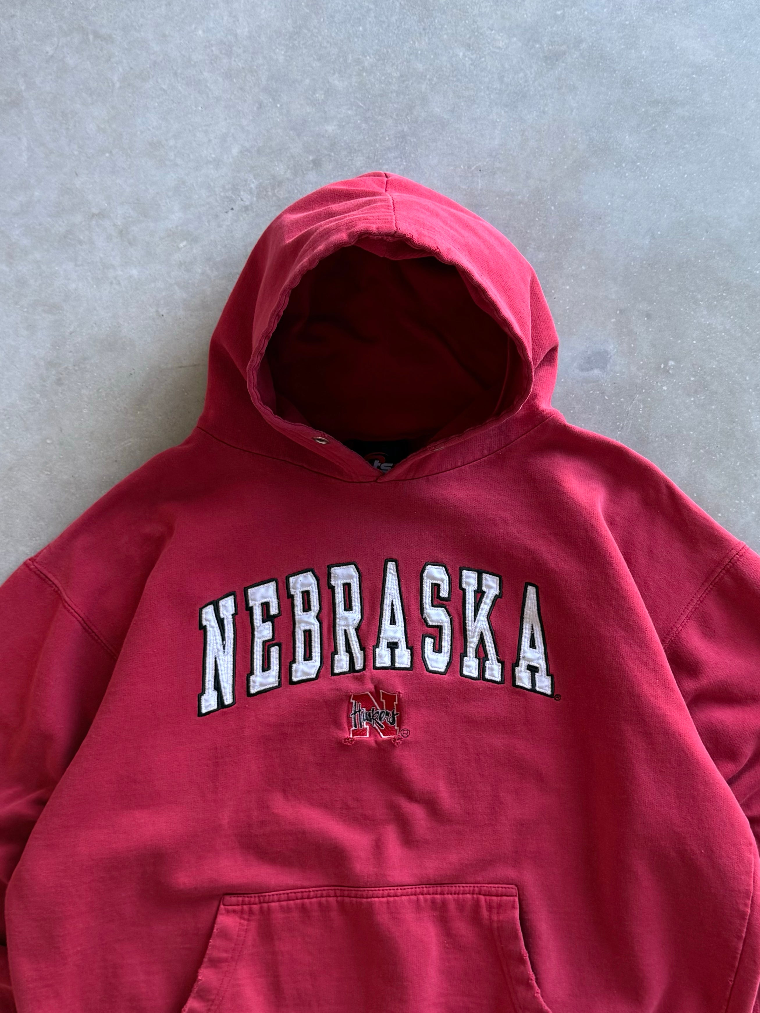 Vintage 2000s Nebraska Distressed Boxy Hoodie (L)