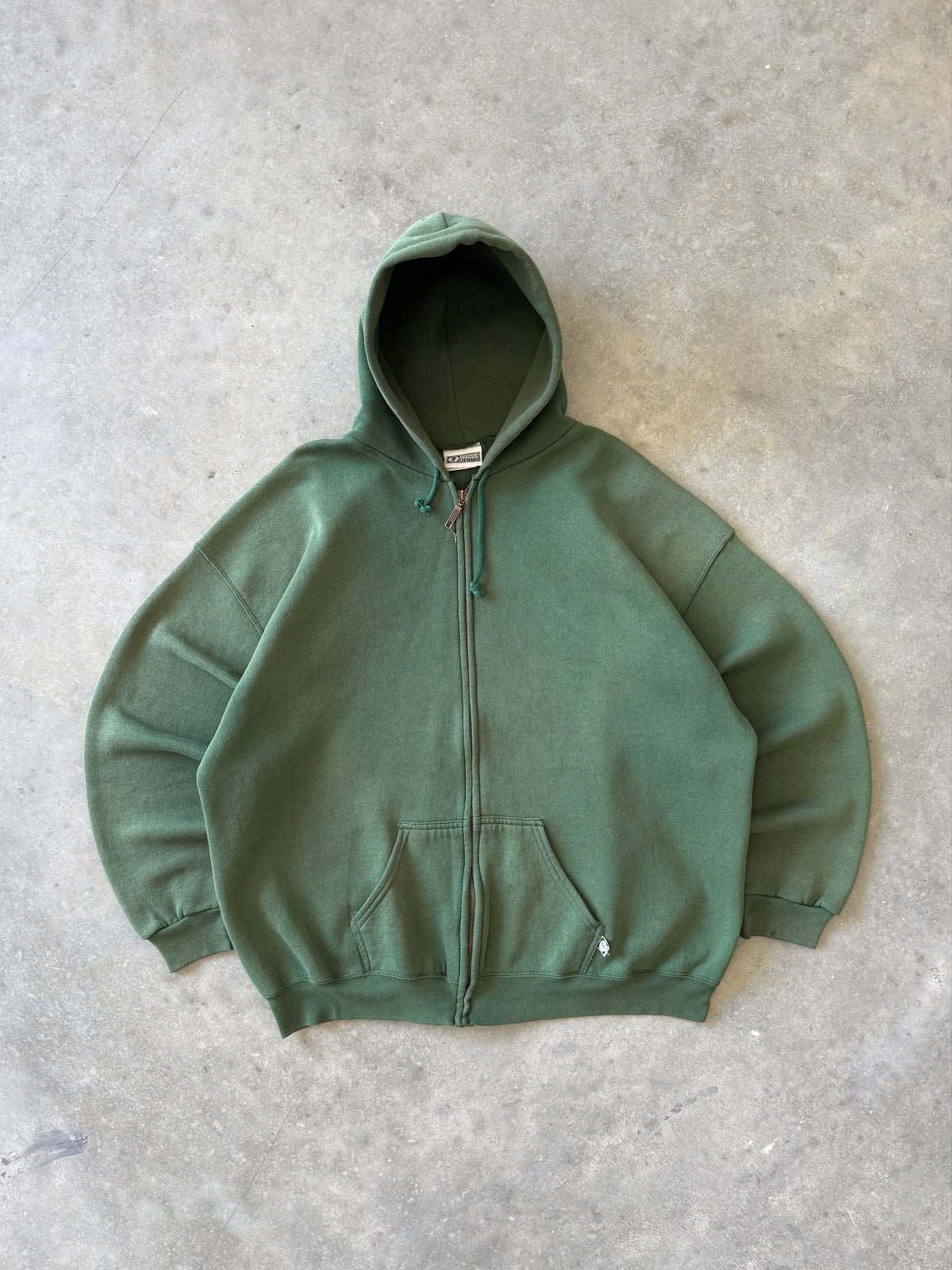 Vintage 1990s Pine Tree Green Discus Athletic Zip-up Hoodie (XXL)
