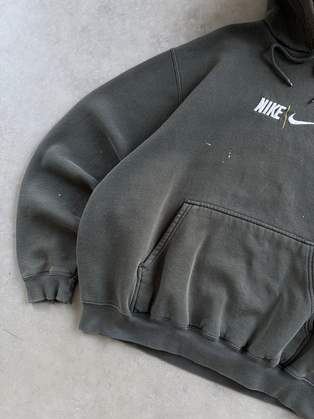 Vintage 1990s Nike Embroidered Olive Hoodie (XL)
