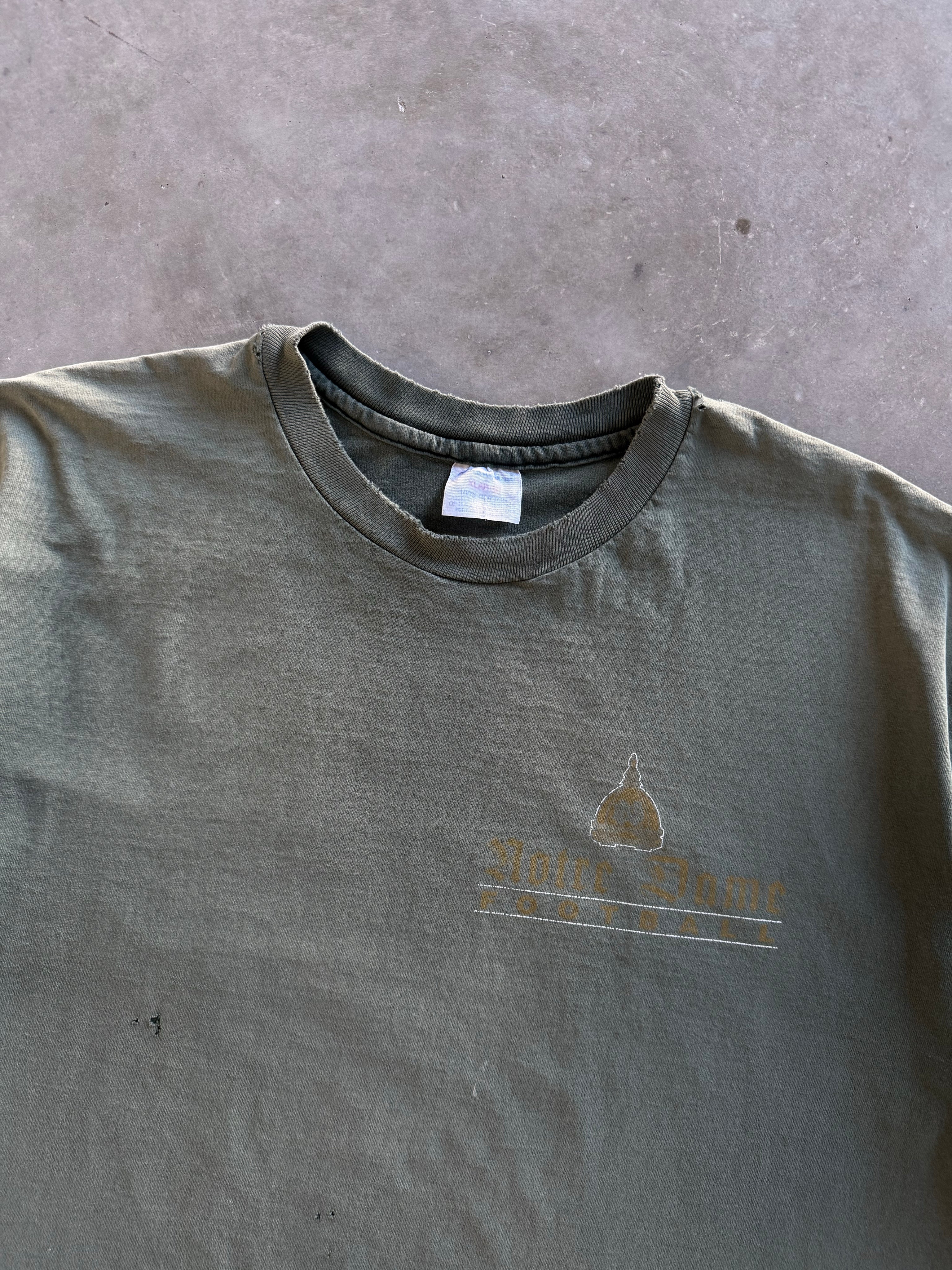 Vintage 1990s Notre Dame Distressed T-shirt (XL)